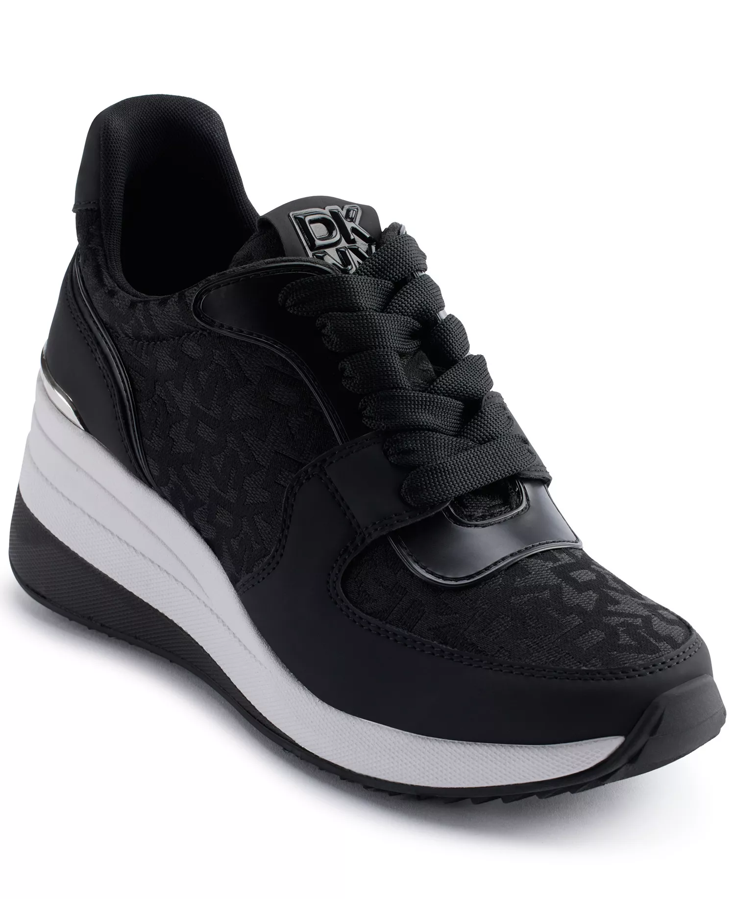 Women's Kamay Lace-Up Wedge Sneakers - Black - 10M