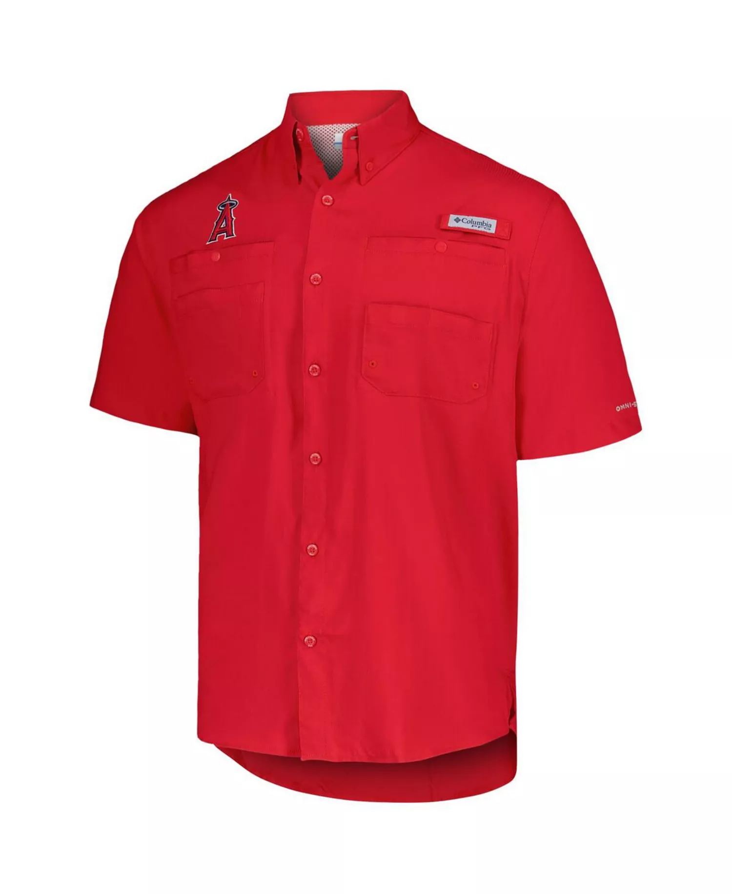 Men's Red Los Angeles Angels Tamiami Omni-Shade Button-Down Shirt - Red - L