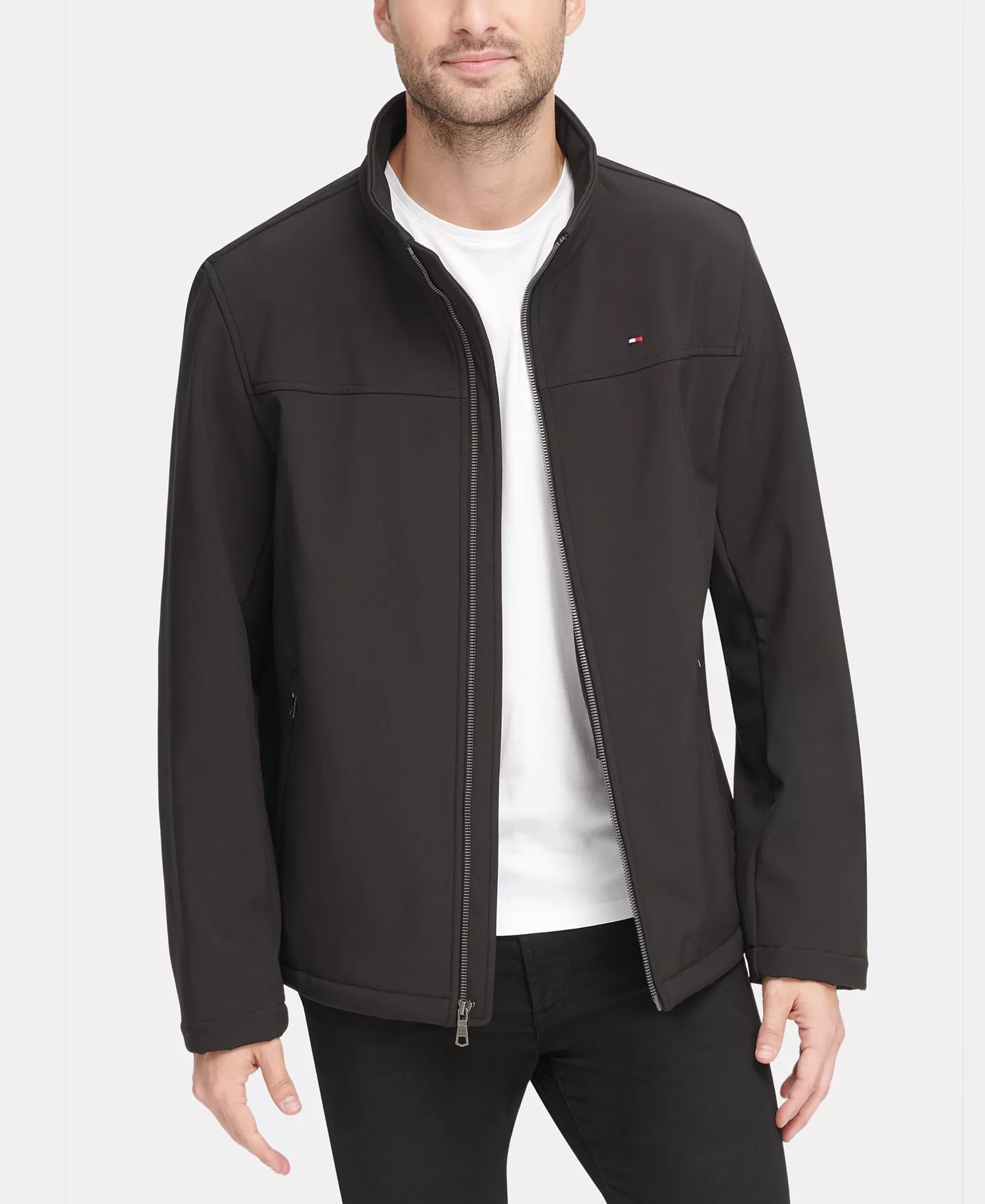 Men's Soft-Shell Classic Zip-Front Jacket - Black - 2XL