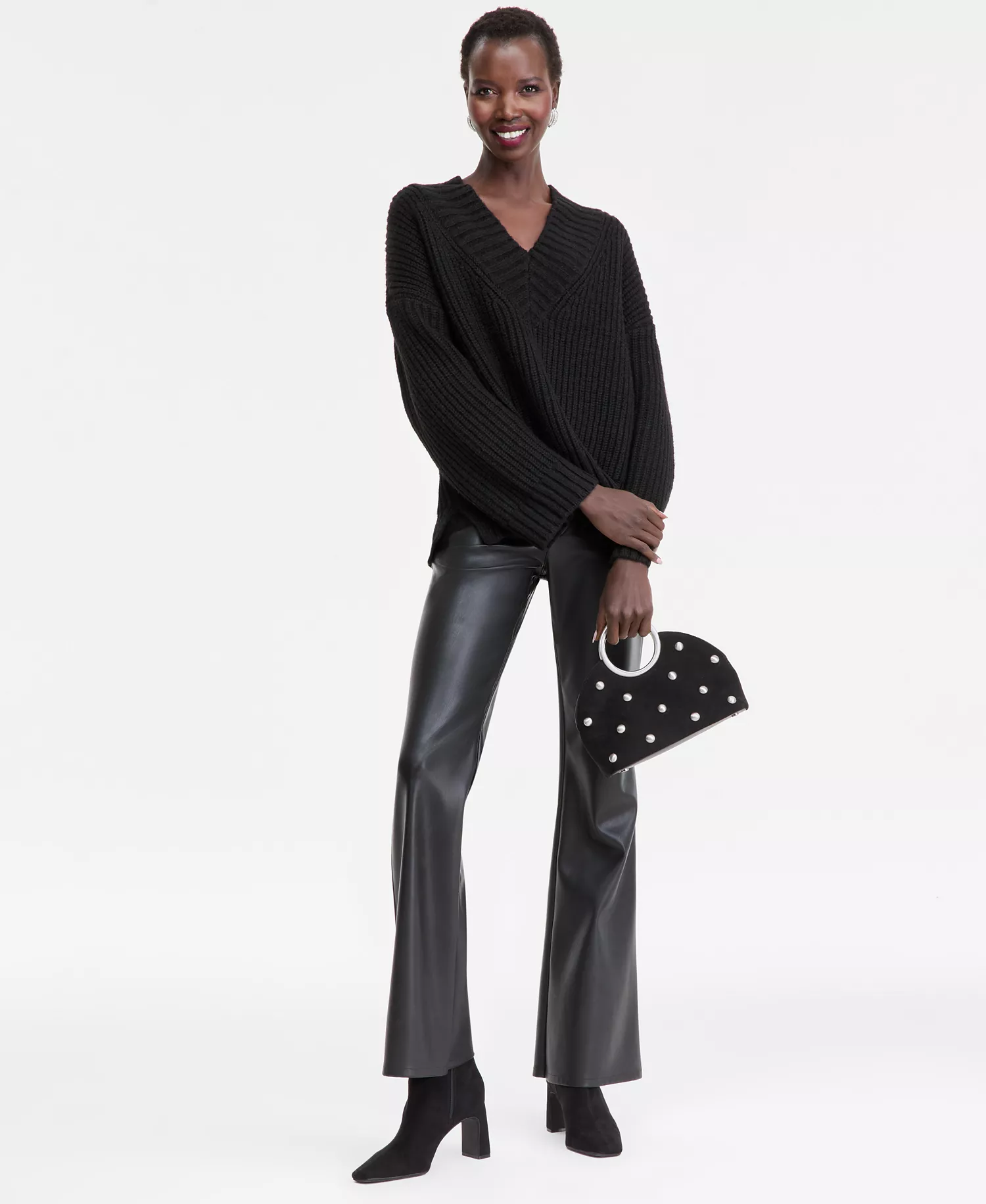 Women's Oversized Ribbed Sweater, Macy's Exclusive - Deep Black - S