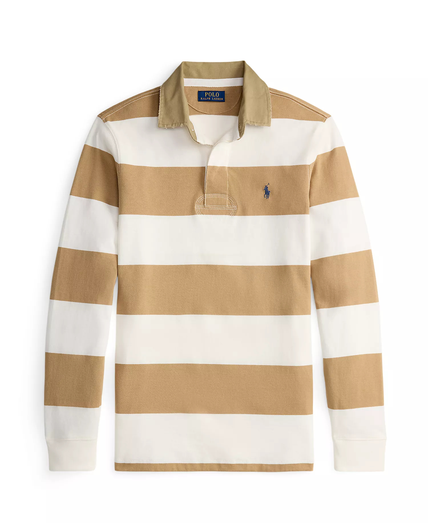 Men's Classic Fit Rugby Shirt - Cafe Tan/trophy Cream - 2XL