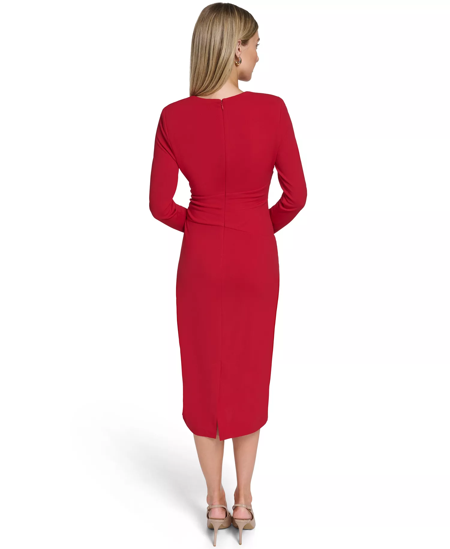 Women's Long Sleeve Midi Dress - Red - 2