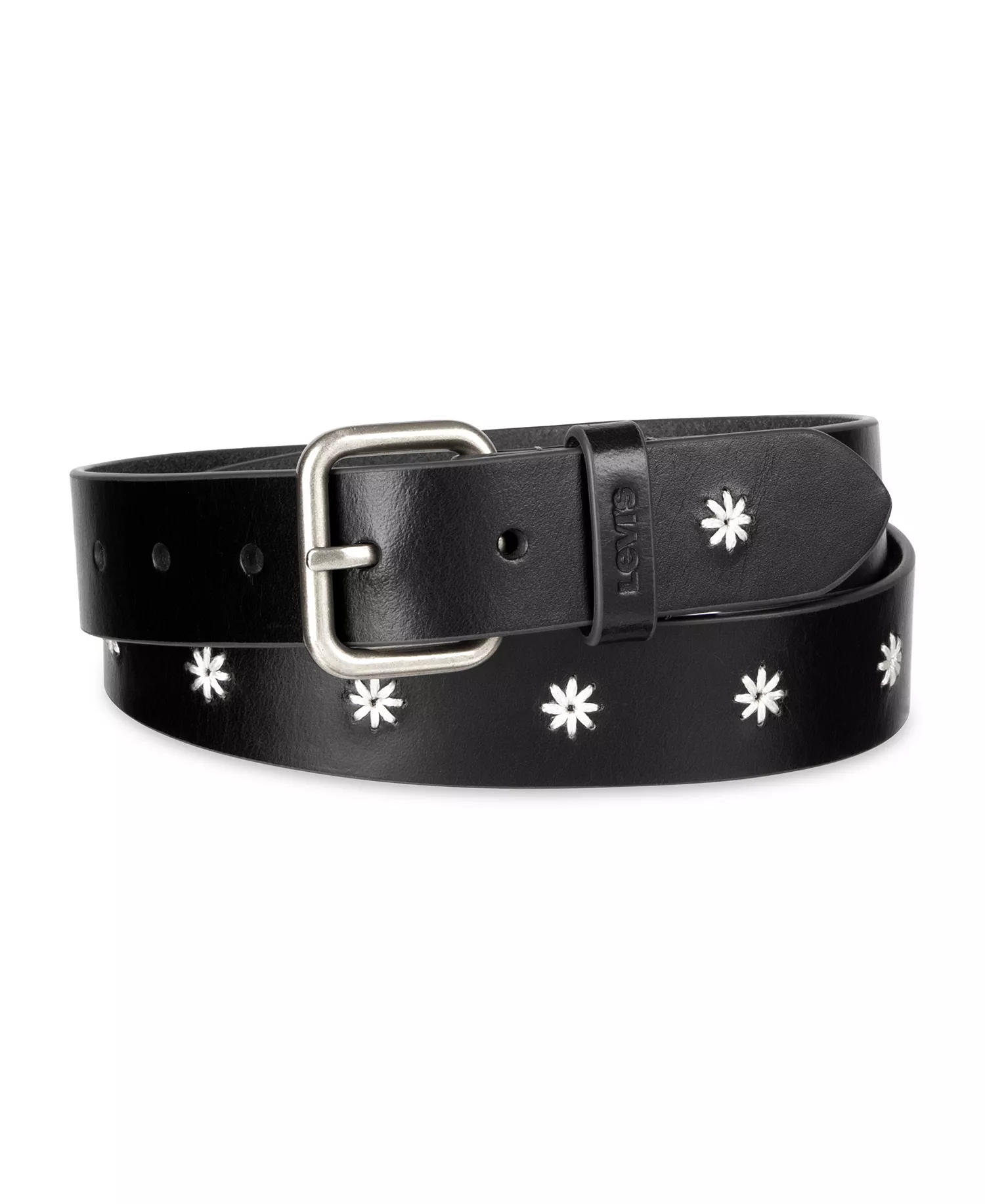 Women's Casual Floral Embroidered Belt - Black - Extra Large