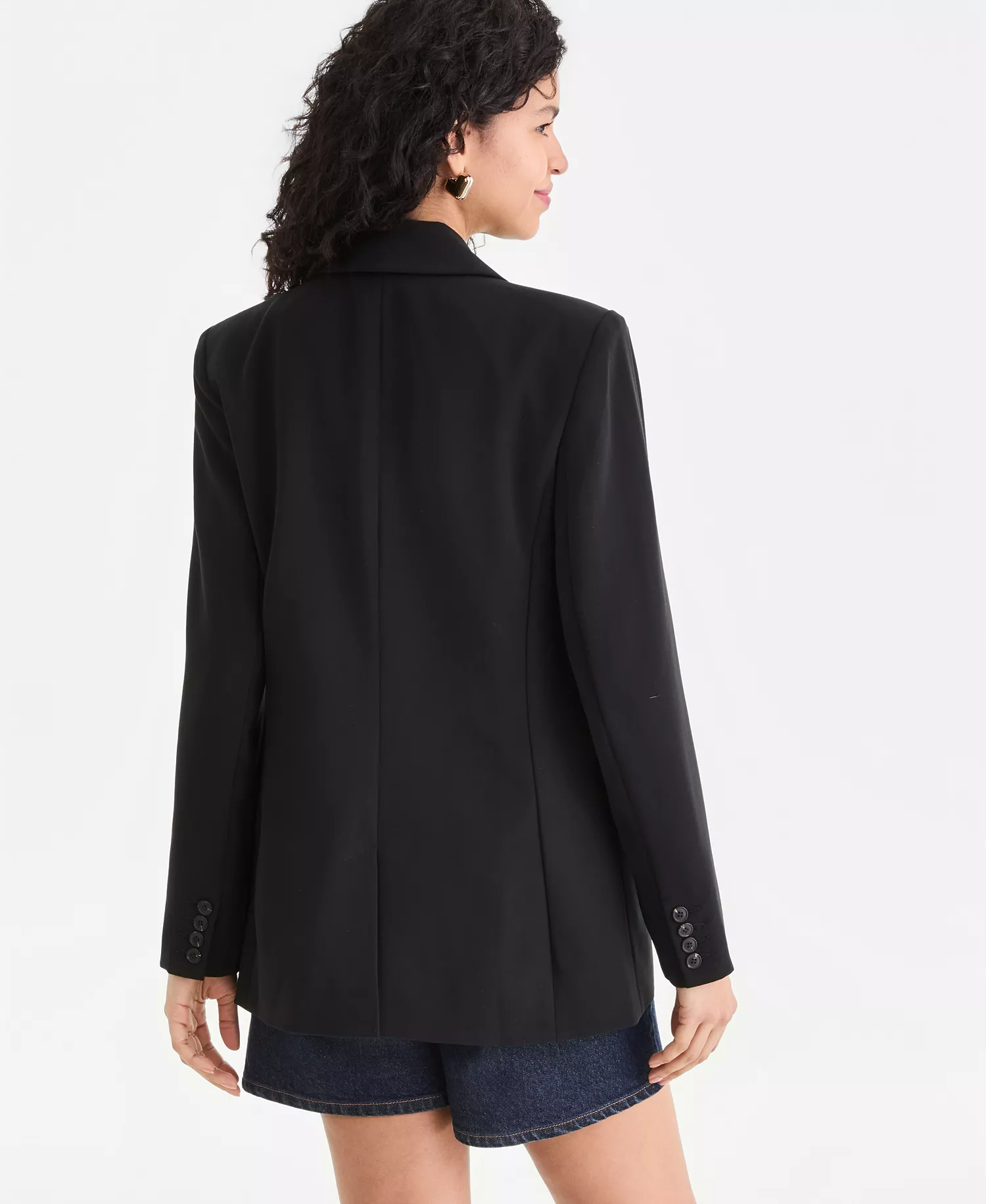 Women's Oversized One-Button Blazer, Macy's Exclusive - Deep Black - L