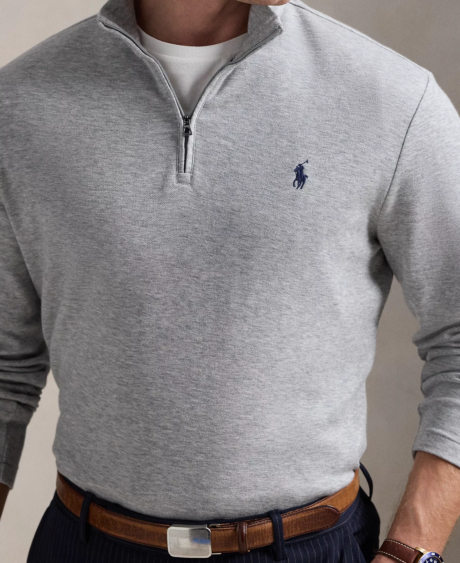 Men's Cotton-Blend Jacquard Pullover Sweatshirt - Andover Heather - 2XL