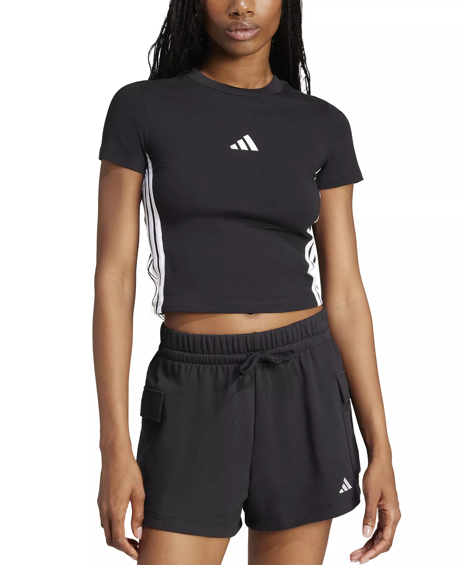 Women's Essentials Slim-Fit Short-Sleeve Baby T-Shirt - Black/White - 2XL