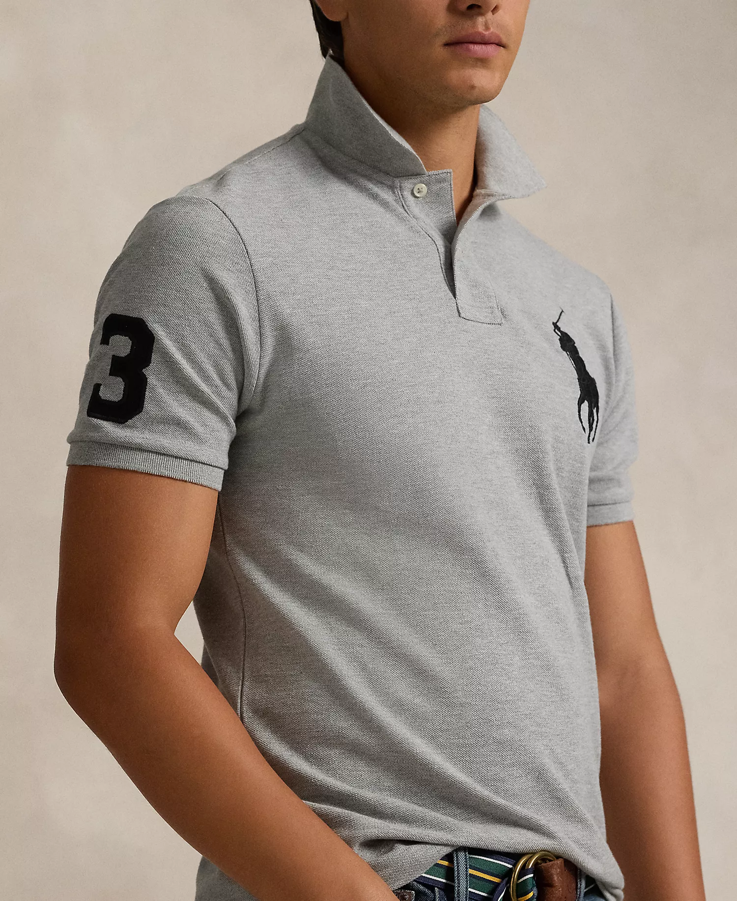 Men's  Big Pony Custom Slim Fit Mesh Polo - Andover Heather - 2XL