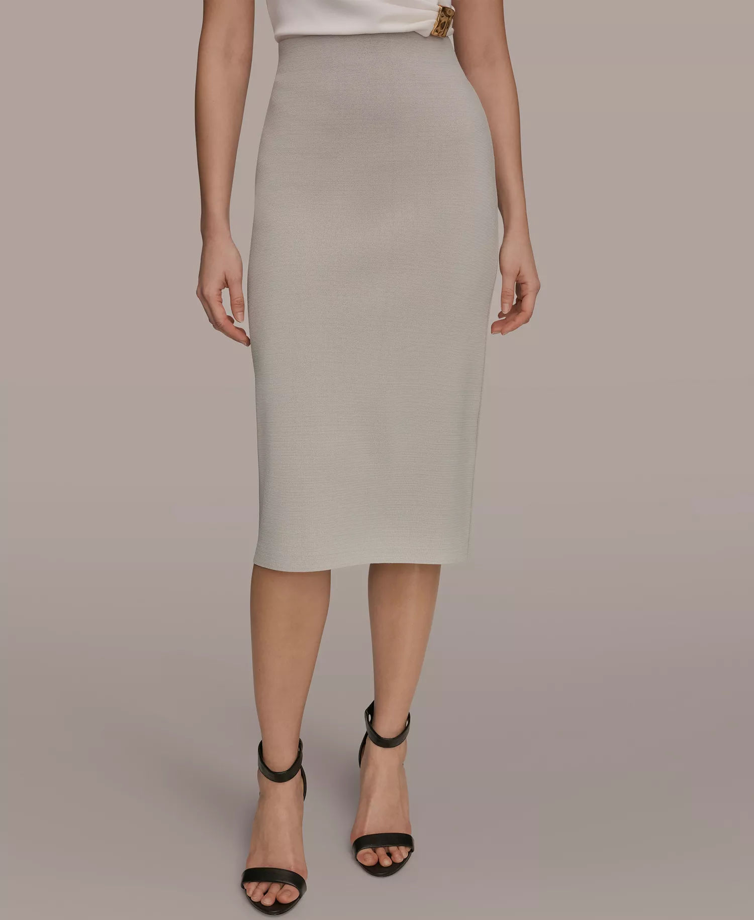 Women's Straight Pencil Sweater Skirt - Tuscan Gray - L