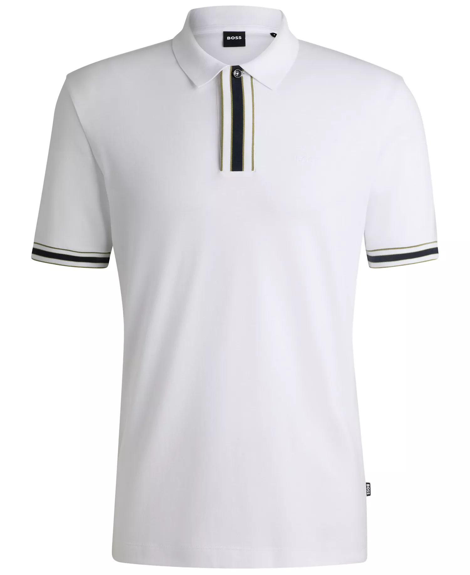 Men's Contrast Tipping Interlock-Cotton Polo Shirt - White - 2XL