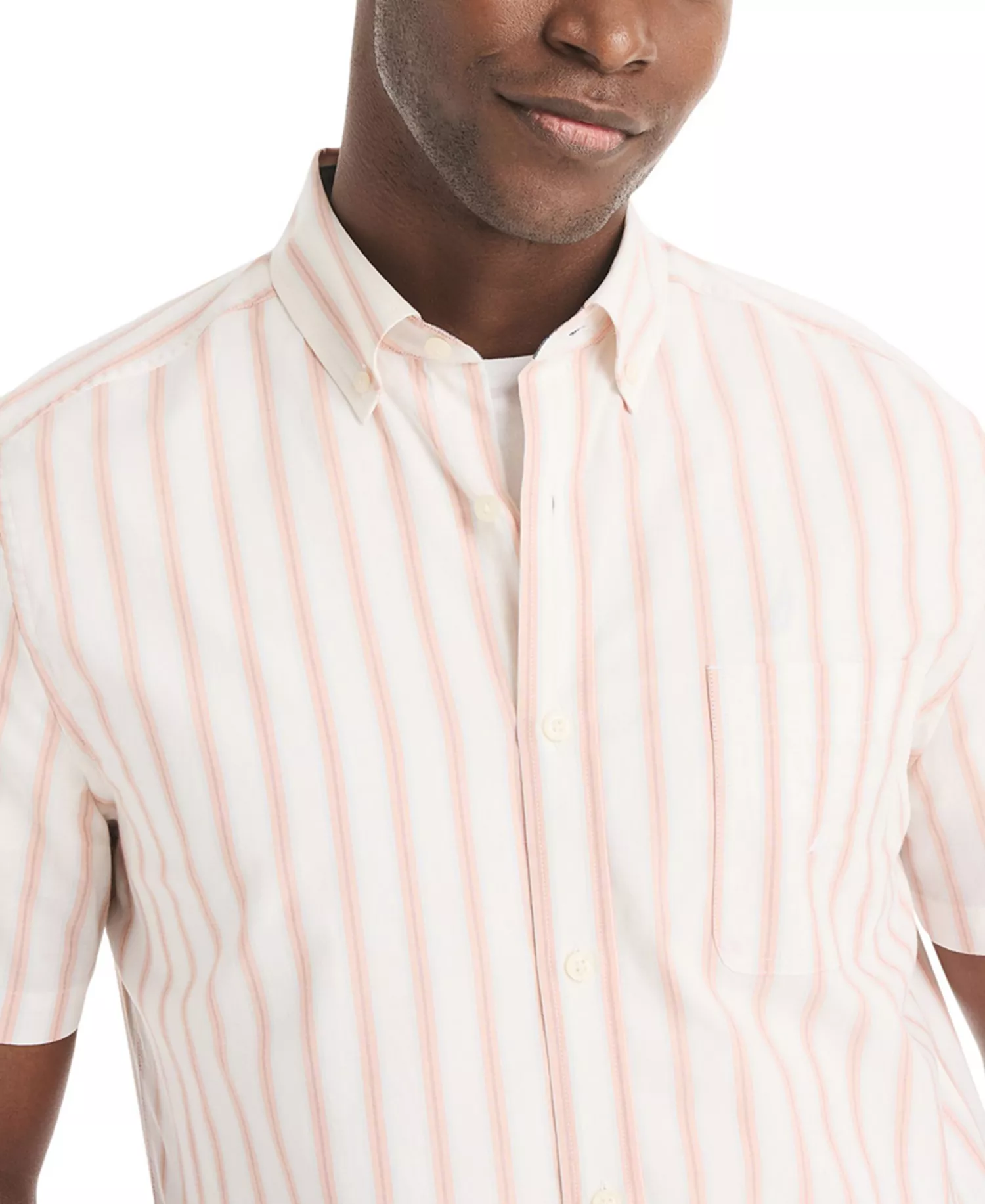 Men's Striped Short-Sleeve Shirt - Bright White - L