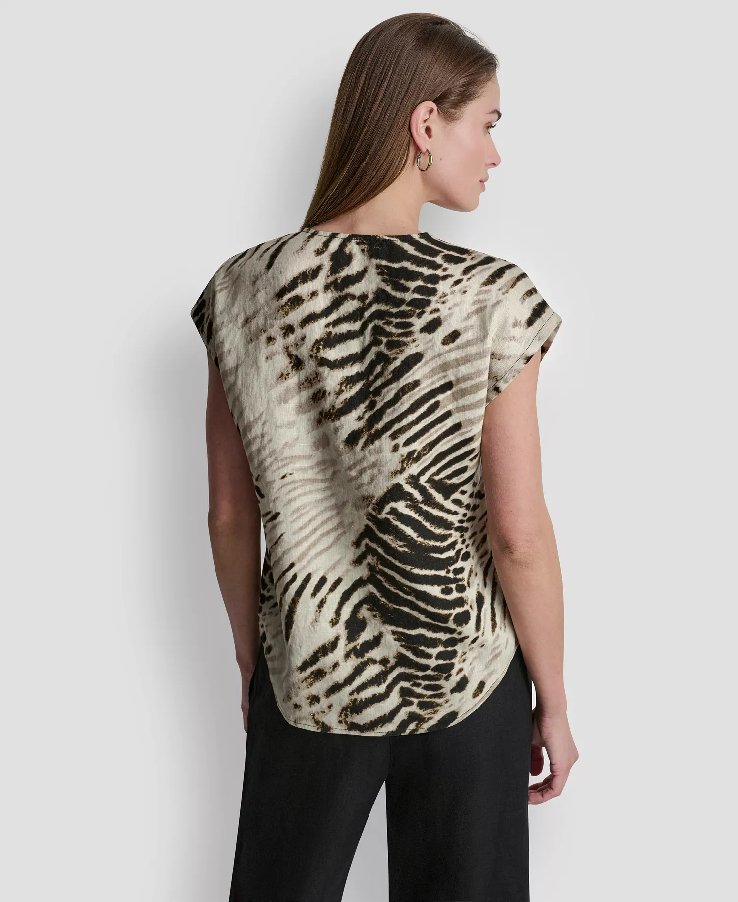 Women's Linen V-Neck Sleeveless Top - Brushed Sandbed - L