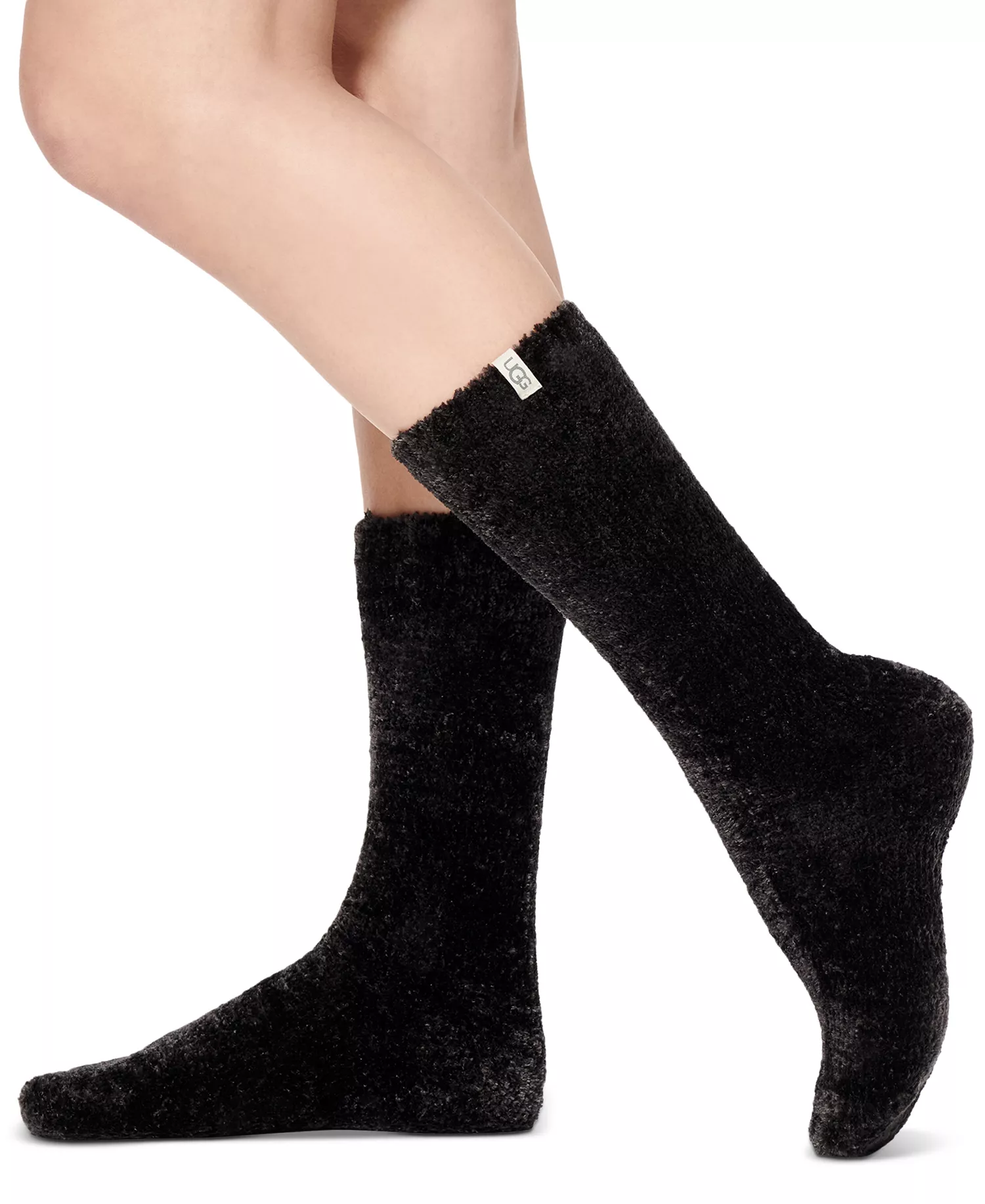 UGG Women's Leda Cozy Knit Crew Socks - Black - ONE SIZE