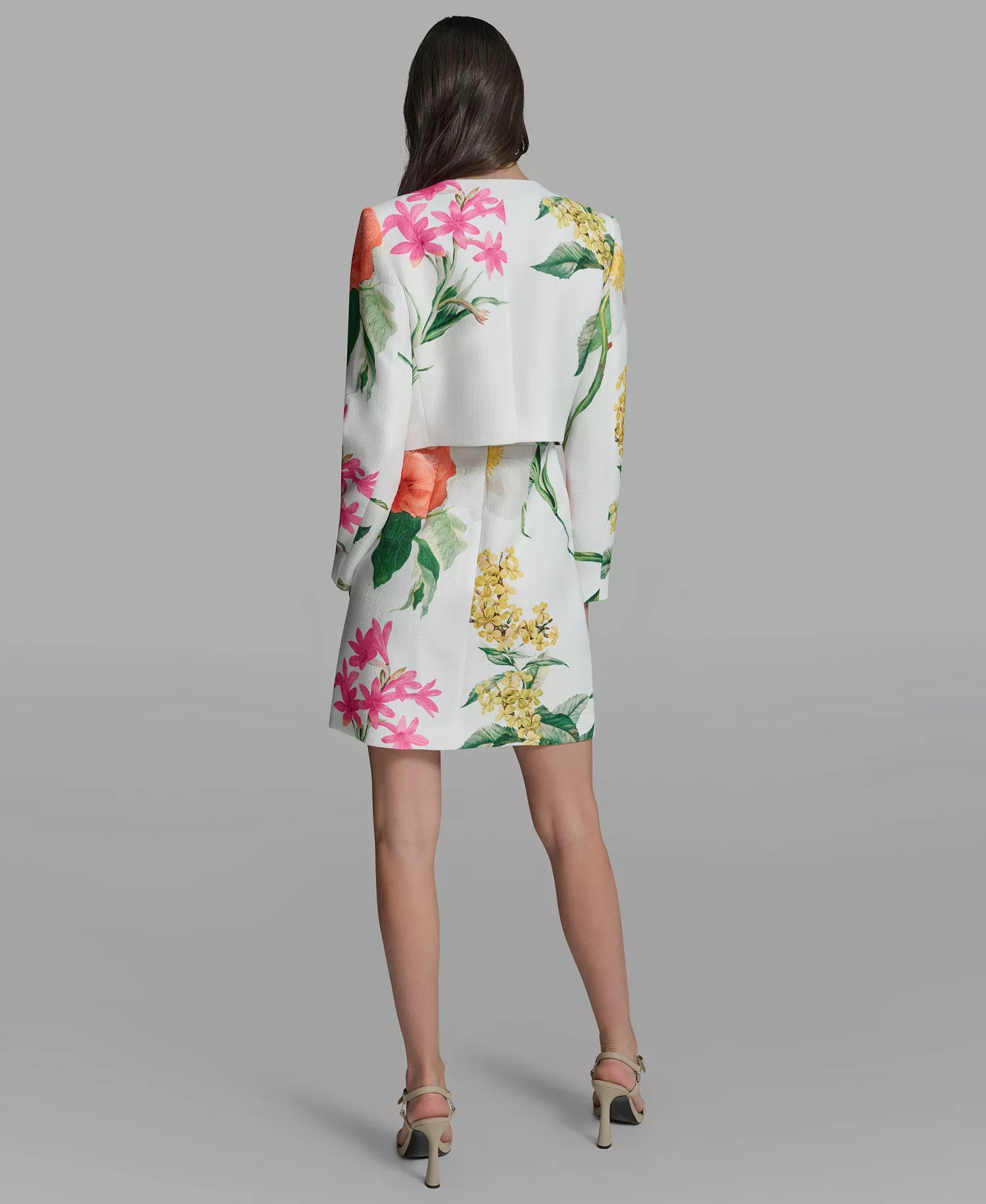 Women's Spring Tweed Bolero Jacket  - Soft White/Camelia Multi - 0