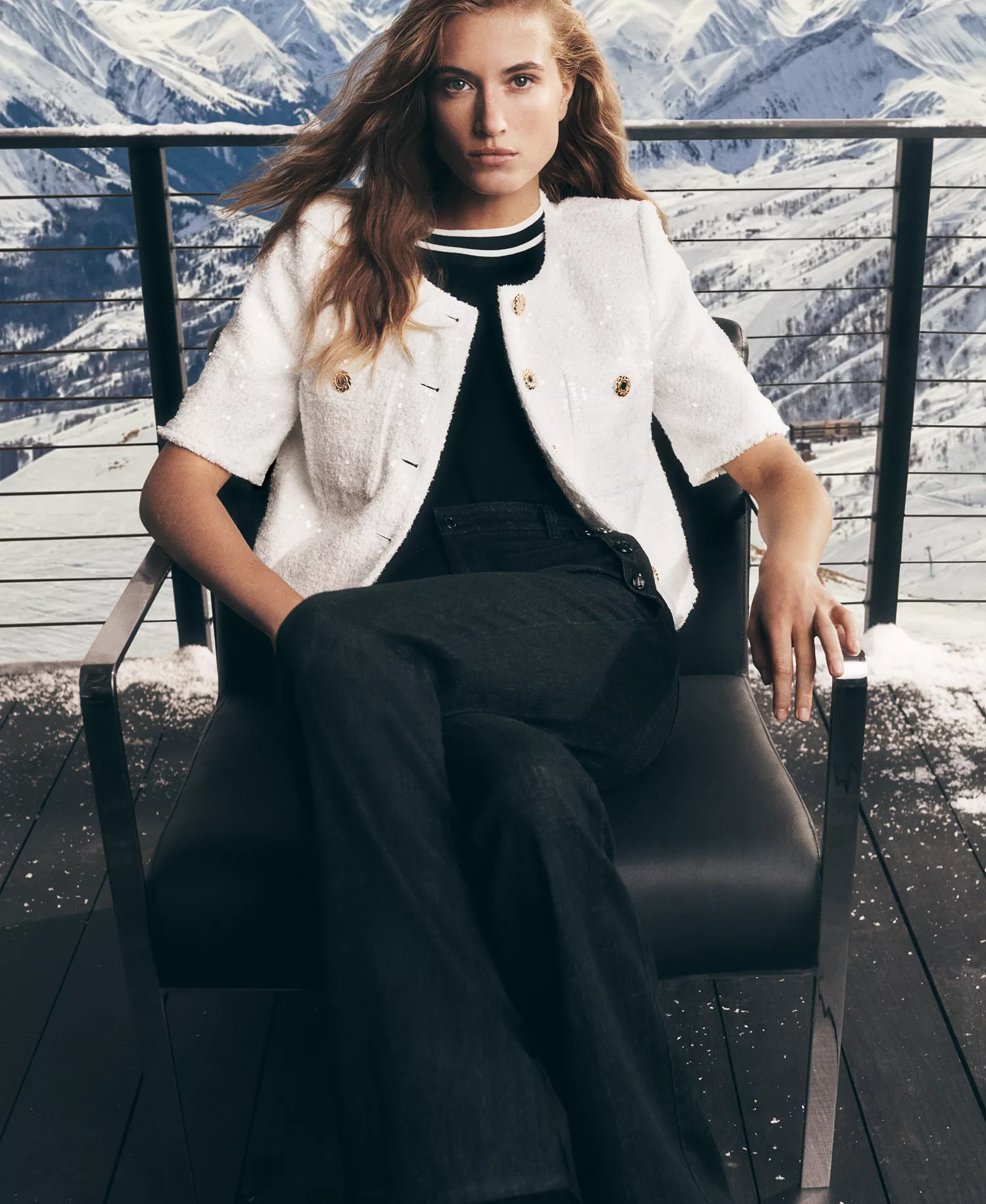 Women's Crew Neck Front Button Jacket - Soft White - 10
