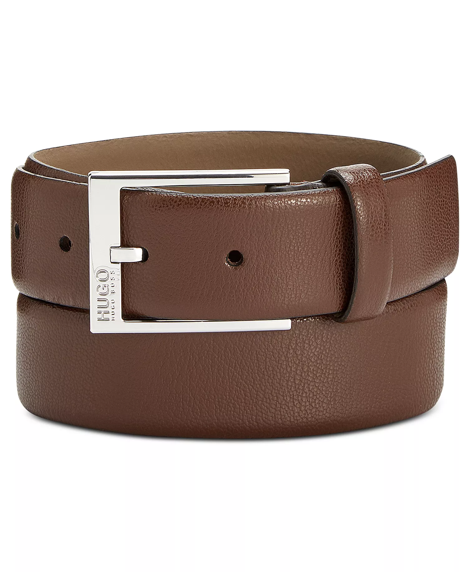 HUGO Men's Gellot Leather Belt - Dark Brown - 32
