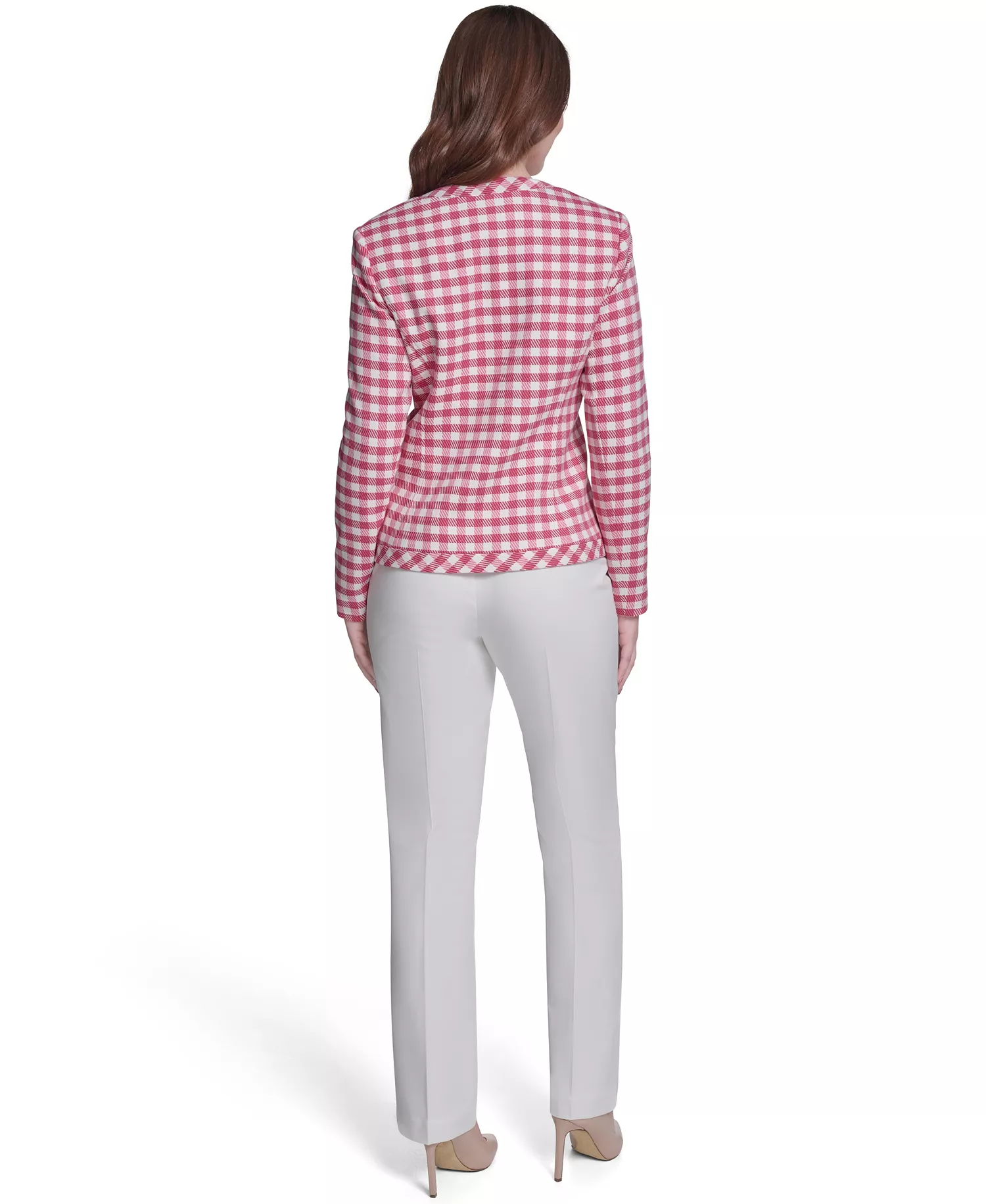 Women's Houndstooth Band Long-Sleeve Jacket - Pink Tulip Multi - 0