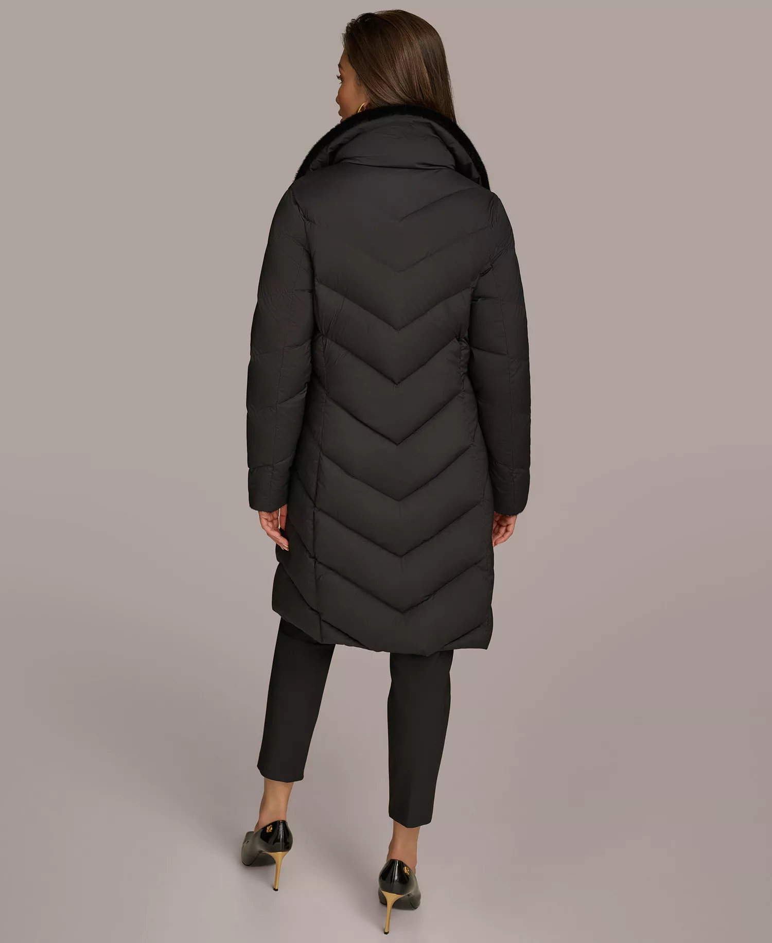 Women's Stretch Zip Closure Coat - Black - L