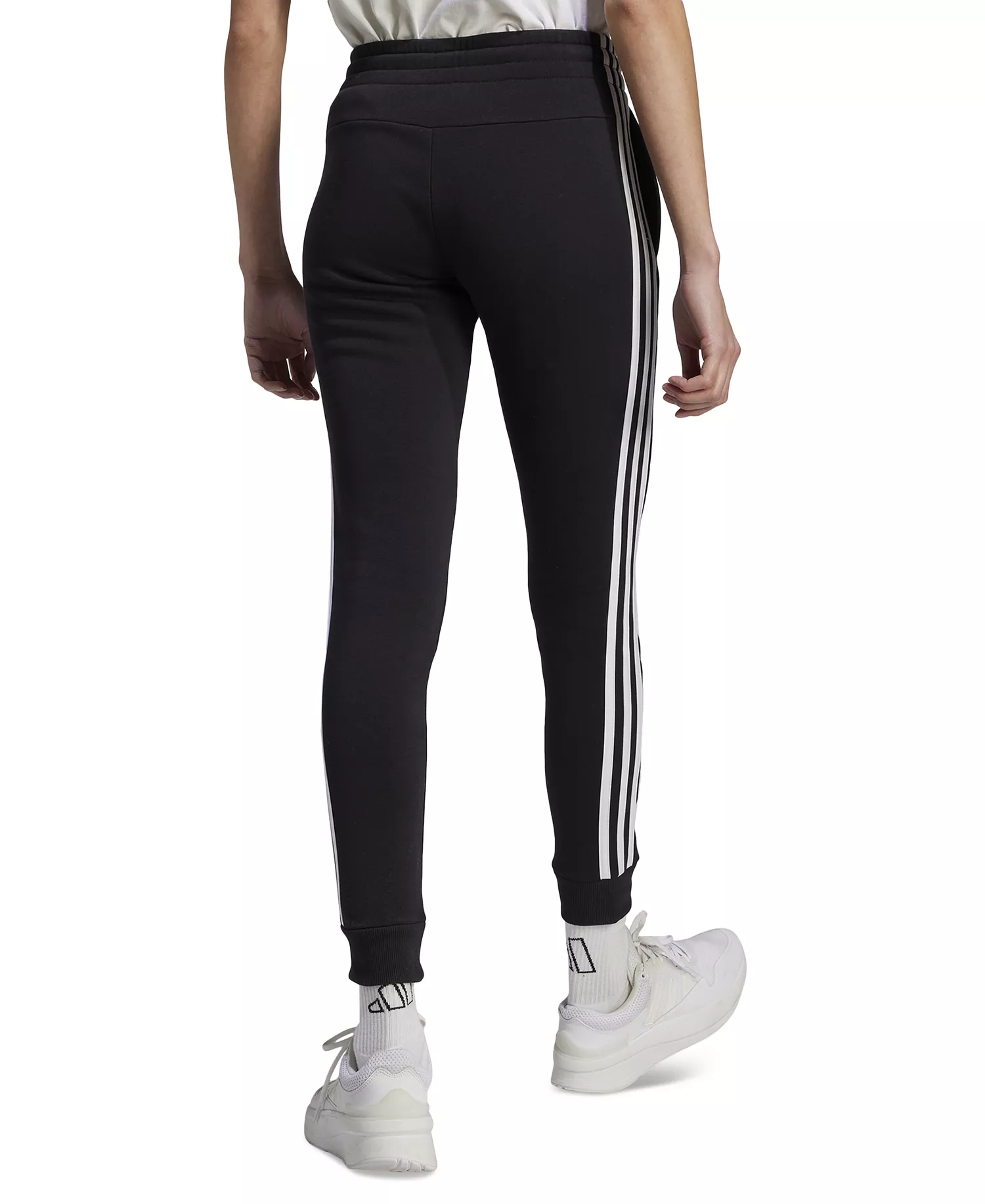 Women's 3-Stripe Cotton Fleece Sweatpant Jogger - Black/white - XS