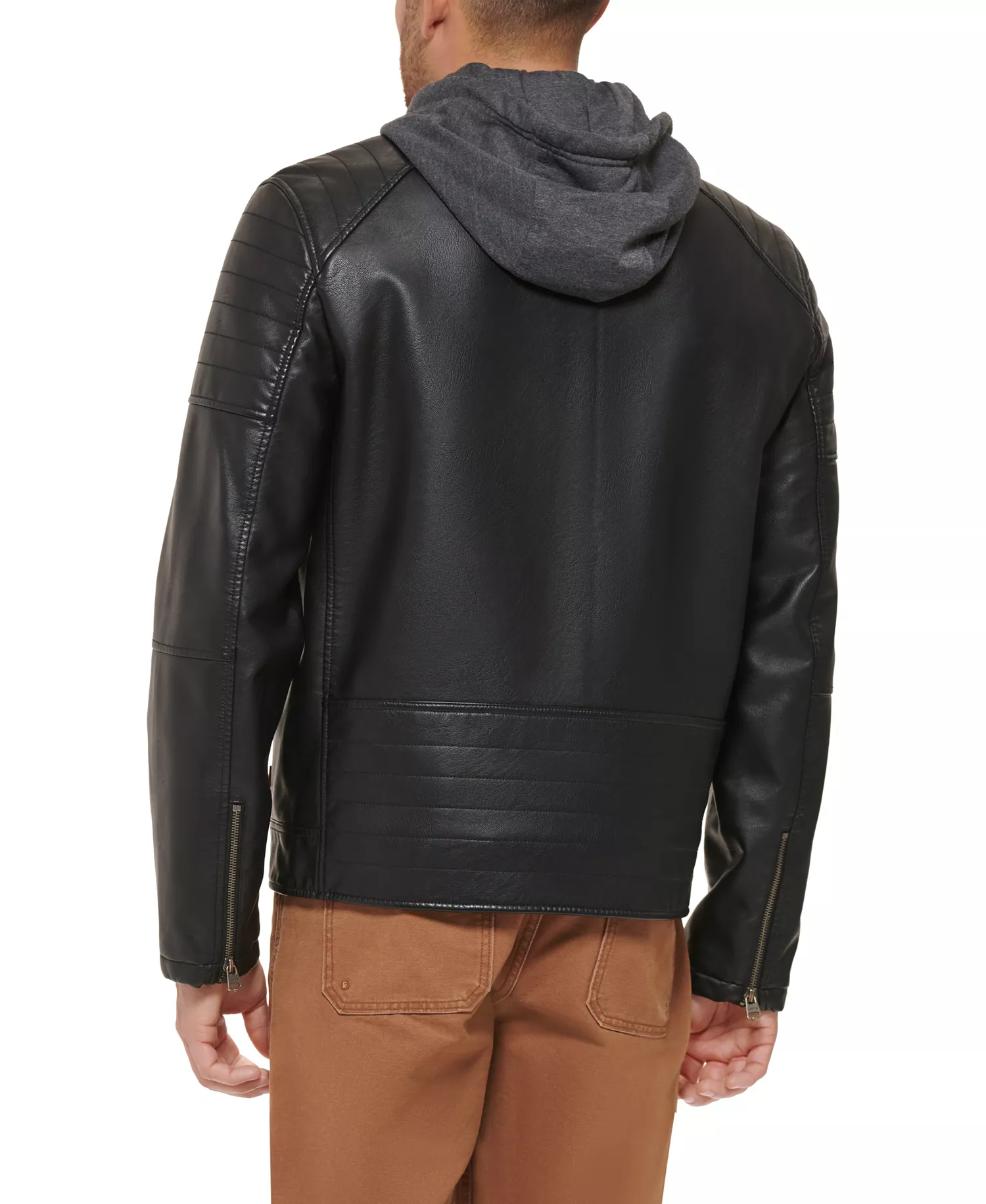 Men's Jersey Hood Racer Jacket  - Black - 2XL