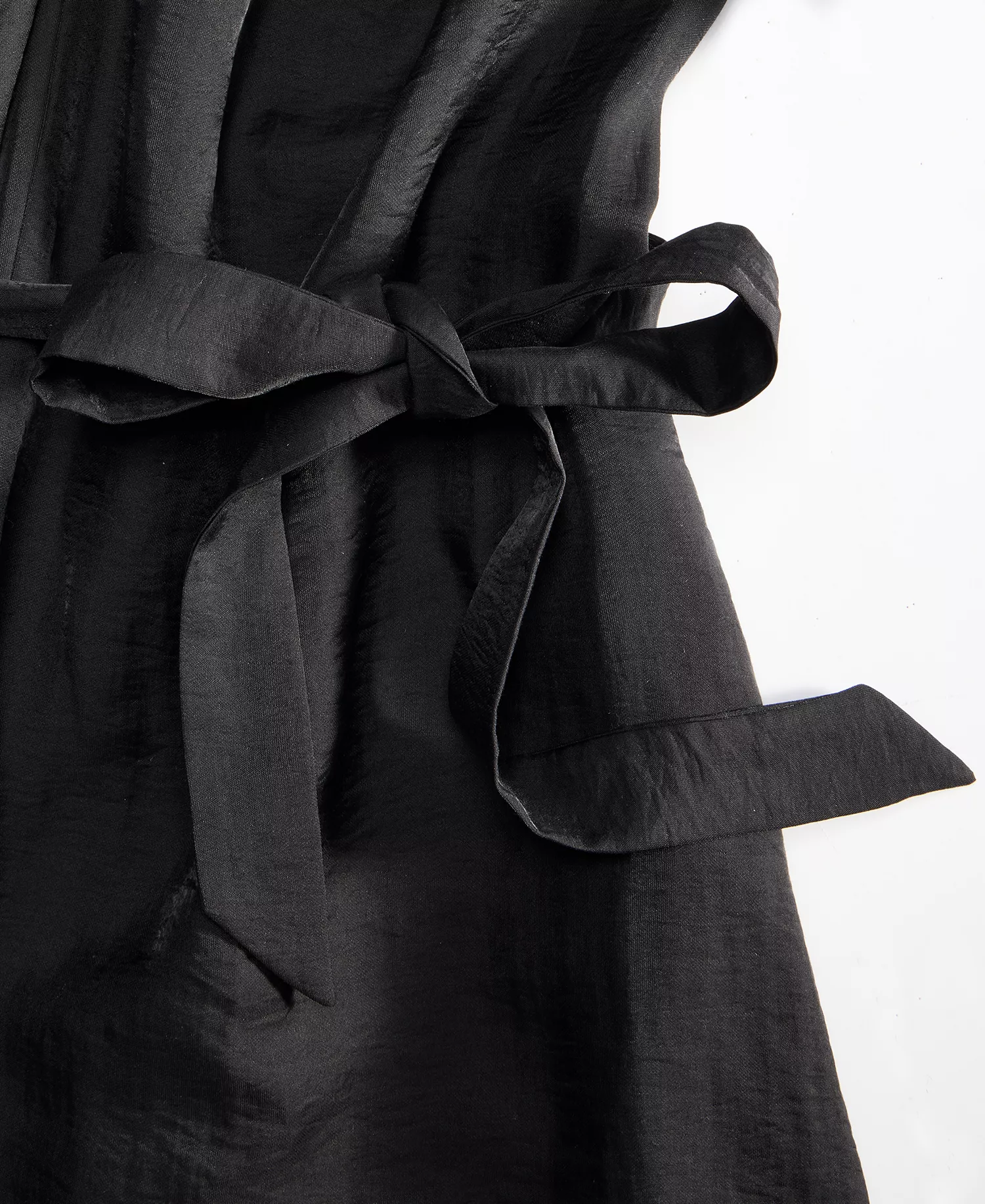 Women's 3/4 Sleeve Tie-Waist Midi Dress, Macy's Exclusive - Deep Black - L