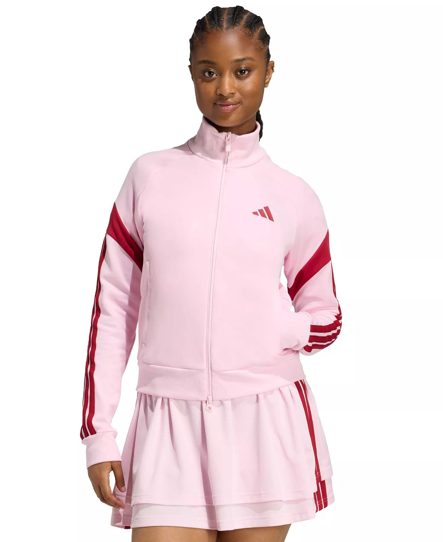 Women's High-Neck Sportswear Jacket - Clear Pink/active Maroon - 2XL