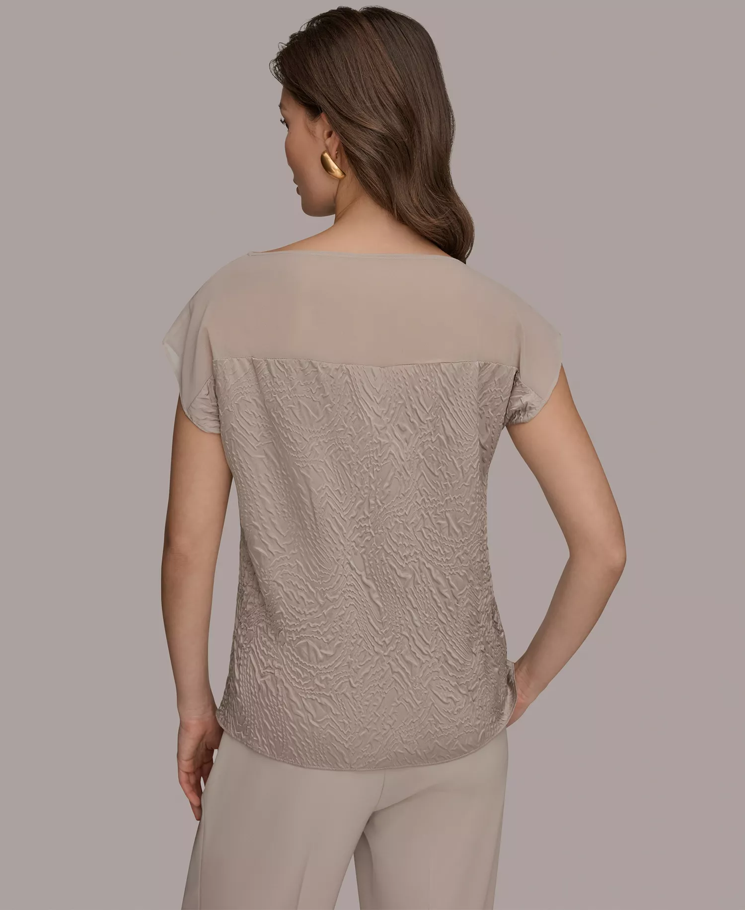Women's Mixed Media Extended Shoulder Top - Turin - L
