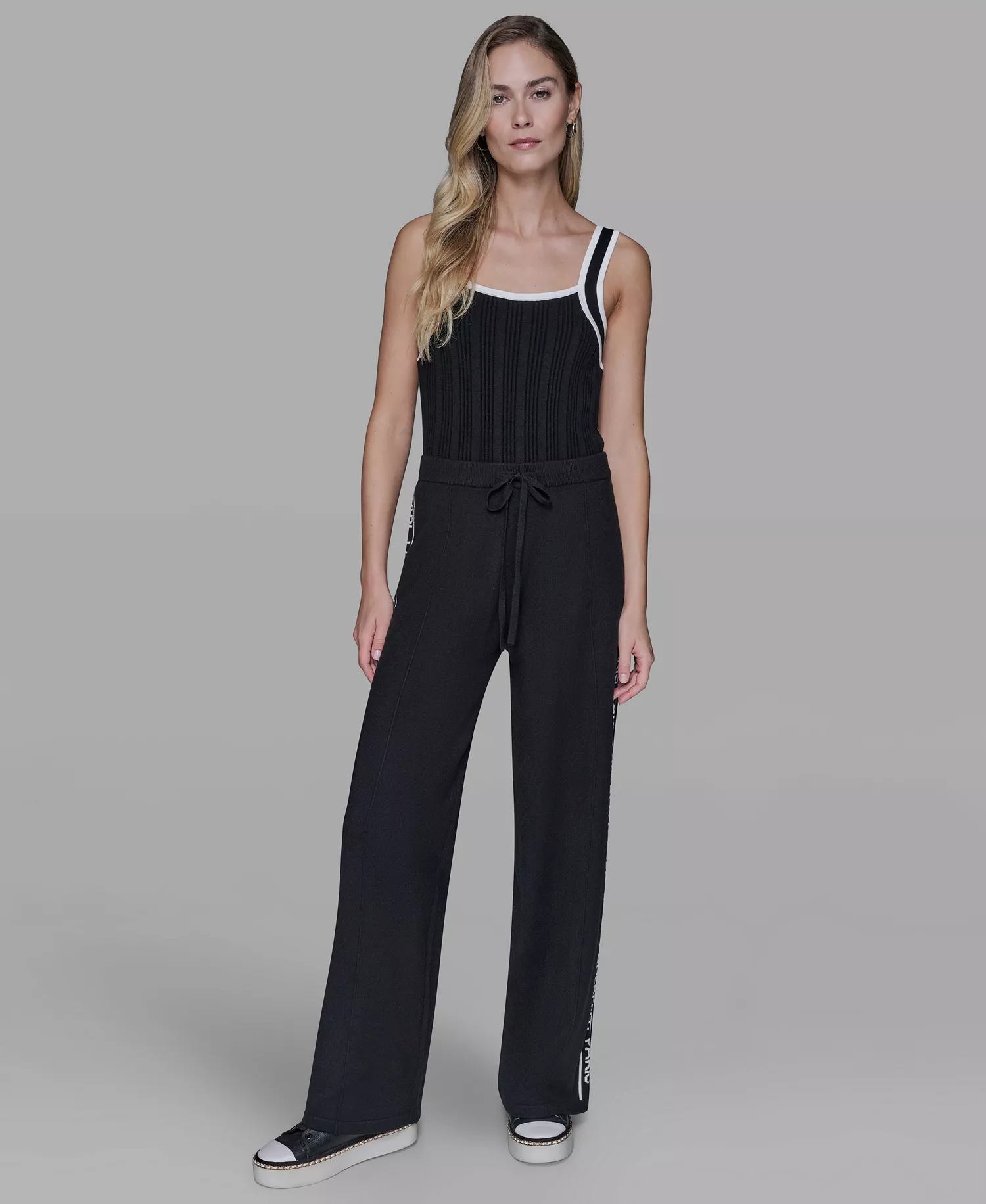 Women's Logo Detail Pants - Black - L