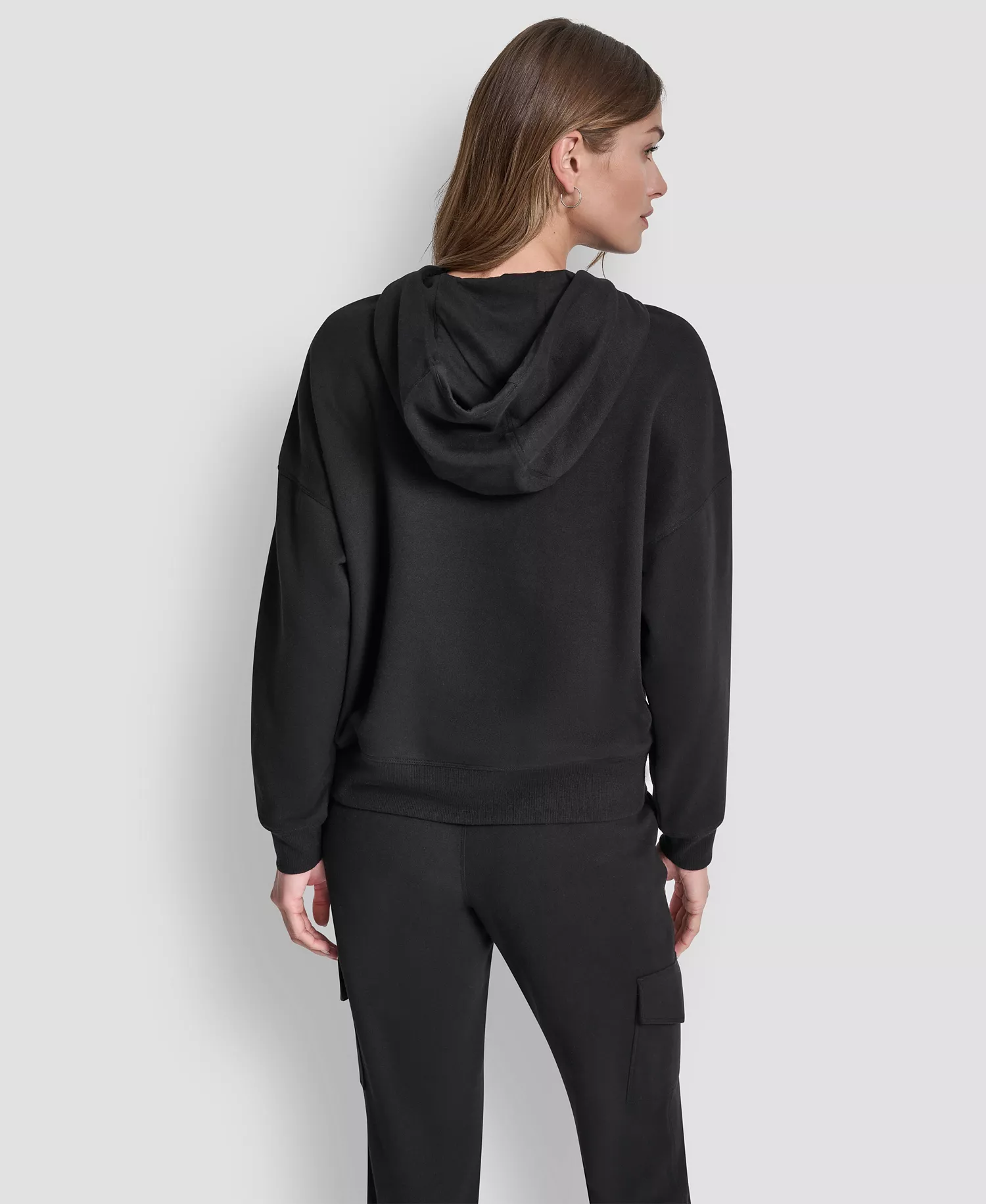 Women's Metallic Bubble Logo Drop Shoulder Pull-On Hoodie - Black - L