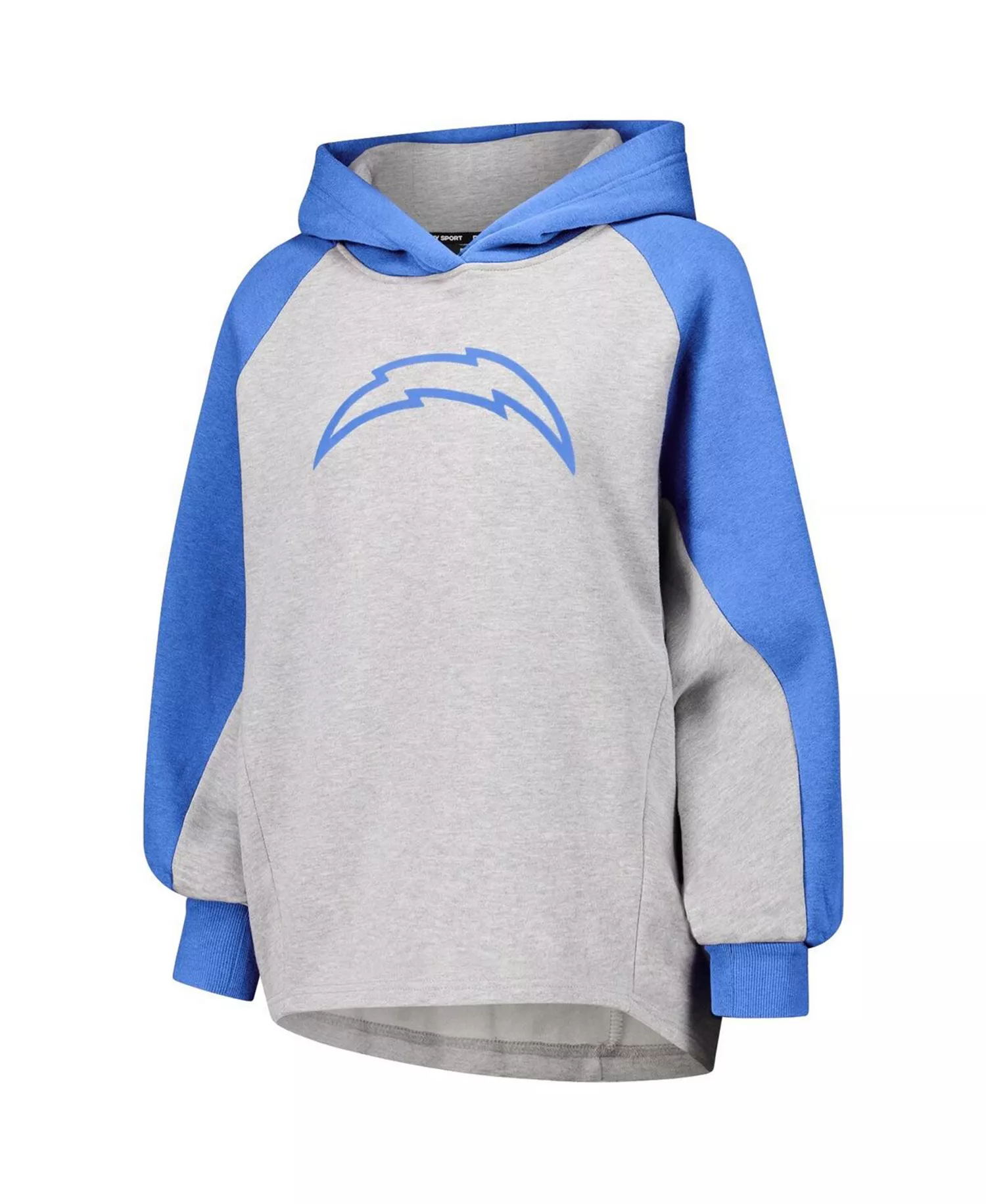 Women's Gray/Powder Blue Los Angeles Chargers Joy Cropped Raglan Pullover Hoodie - Gray, Powder Blue - M