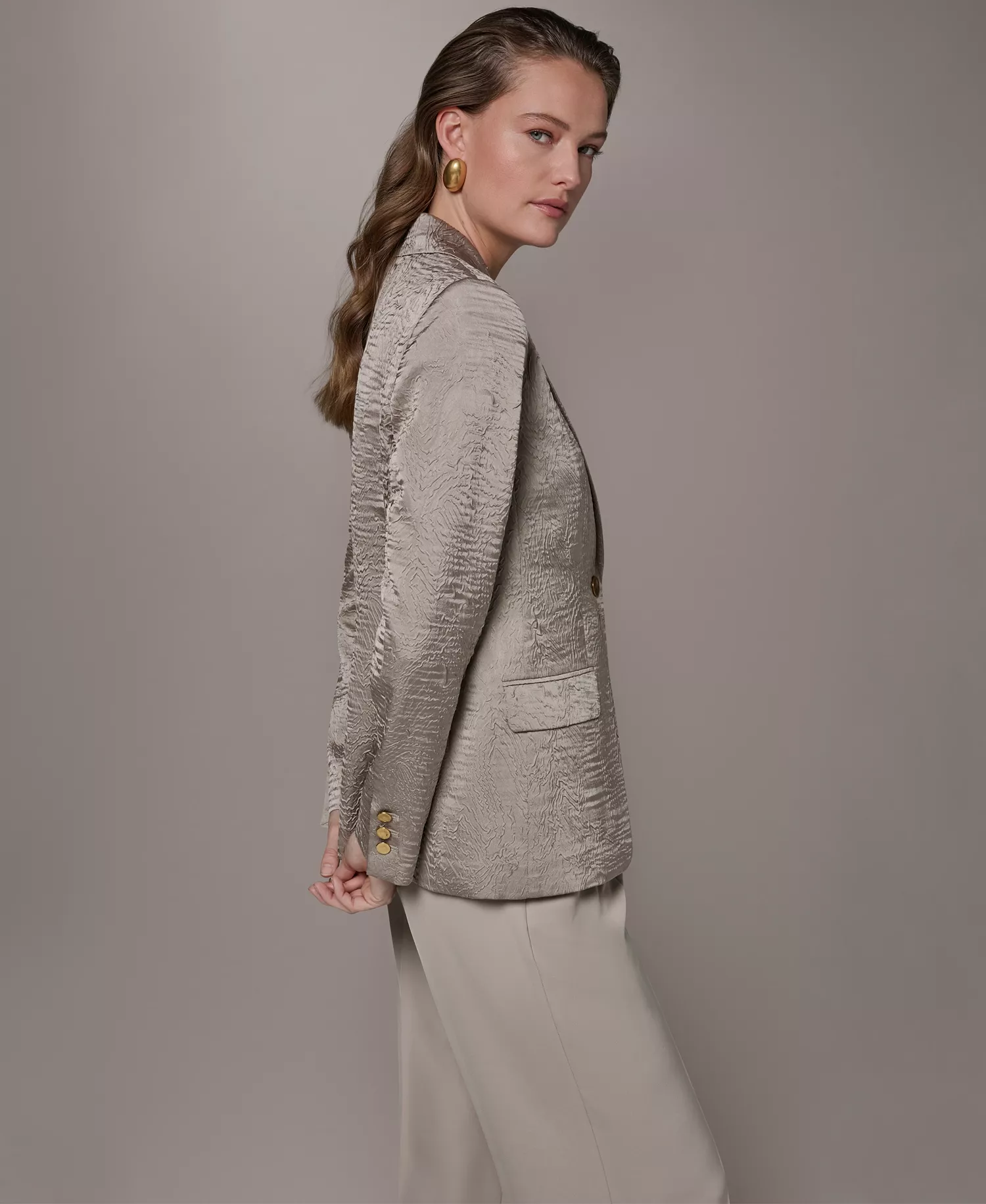 Women's Novelty One-Button Peak Lapel Blazer - Turin - 0