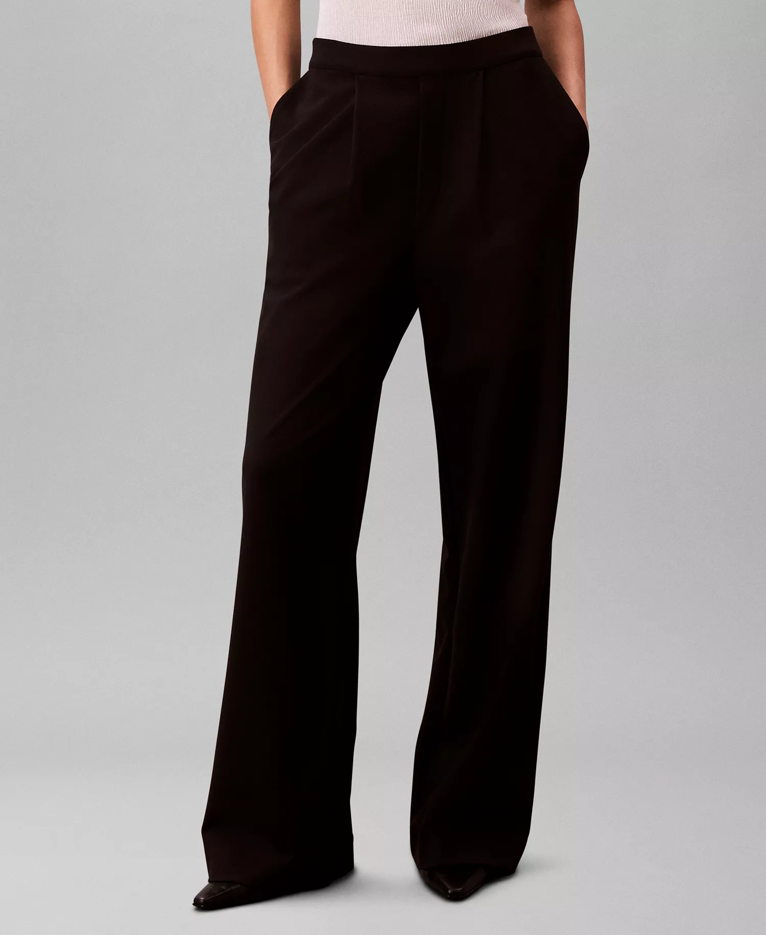 Women's Ponte High-Rise Wide-Leg Pants - Black - 10