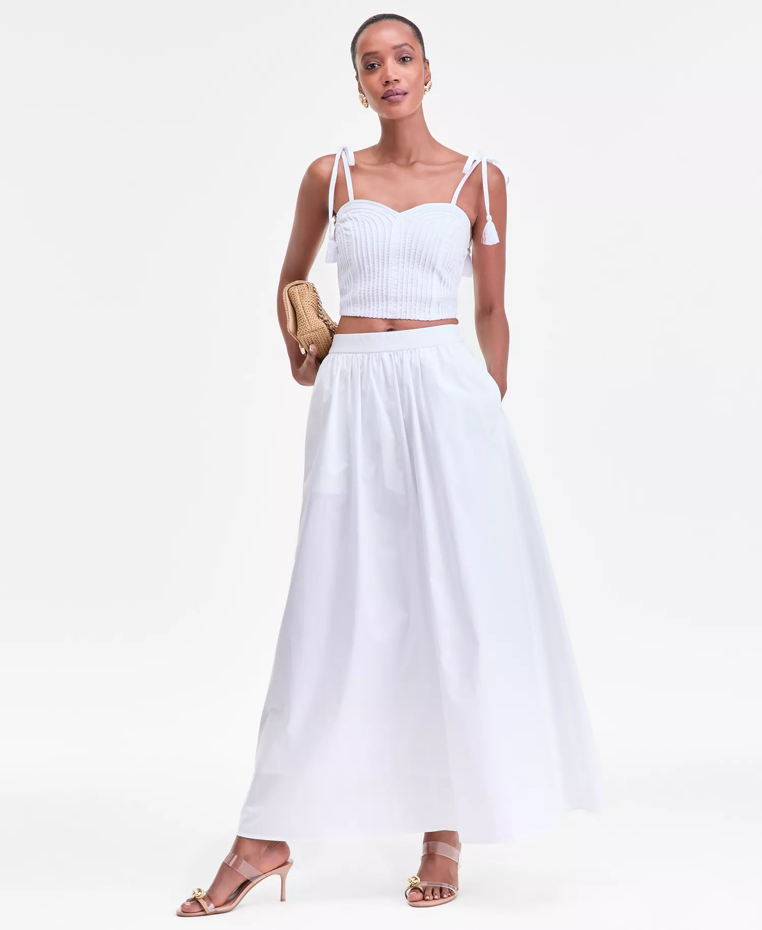 Women's Sweetheart Neckline Tie-Strap Tank Top, Macy's Exclusive - Bright White - L