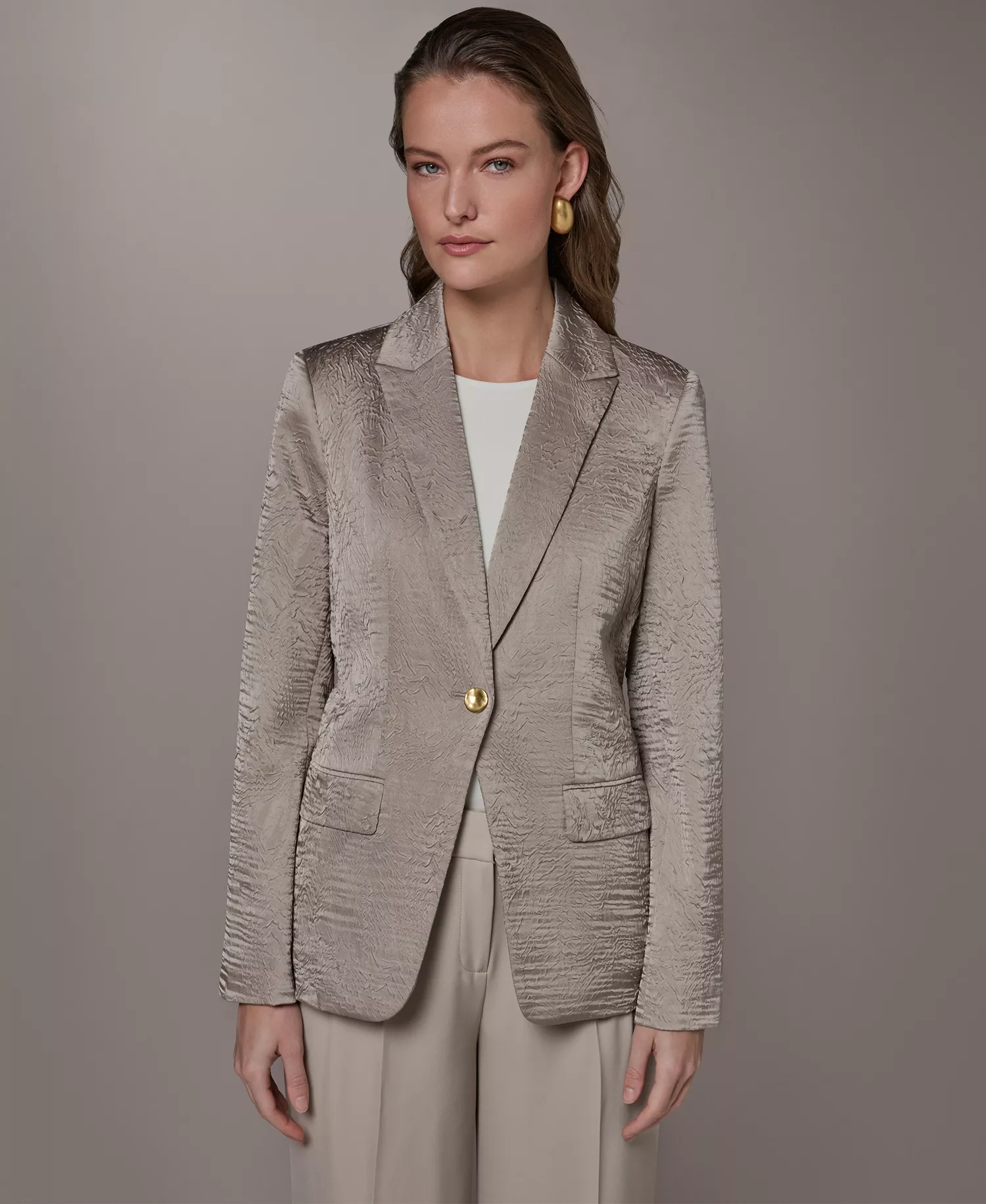 Women's Novelty One-Button Peak Lapel Blazer - Turin - 0