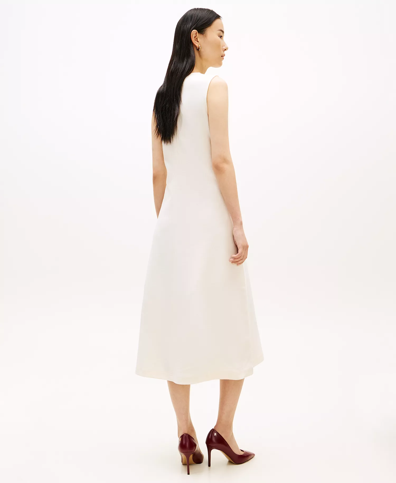 Women's Gold-Tone Button Midi Dress - Calico - L