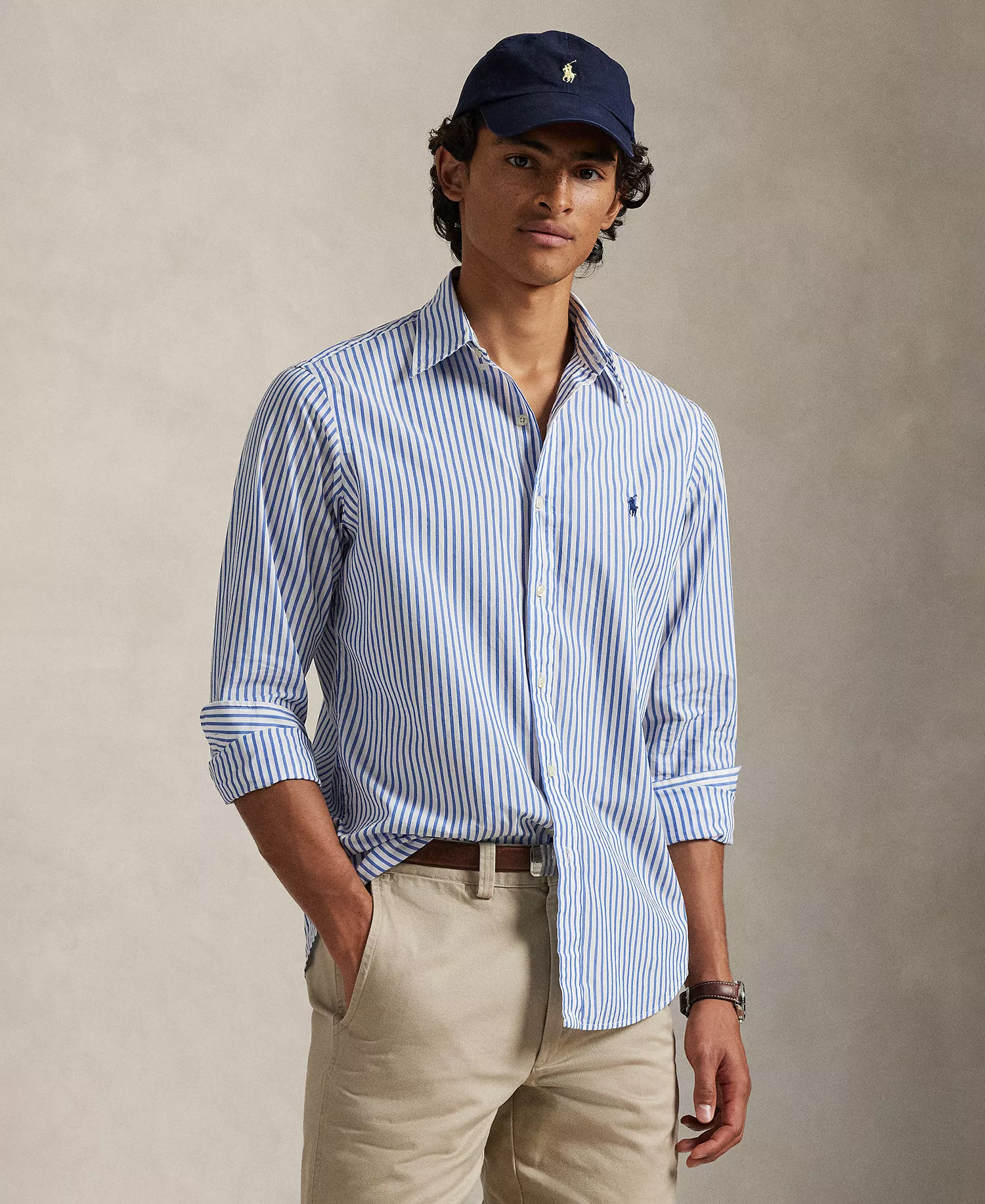 Men's Classic-Fit Striped Broadcloth Shirt - White/Blue - 2XL