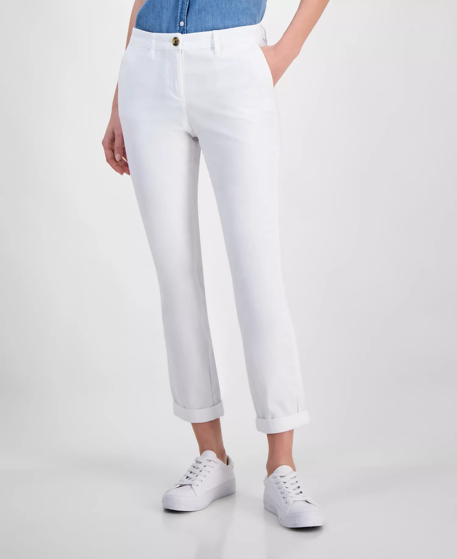 Jeans Women's Montauk Solid Cuffed Chino Pants - Bright White - 10