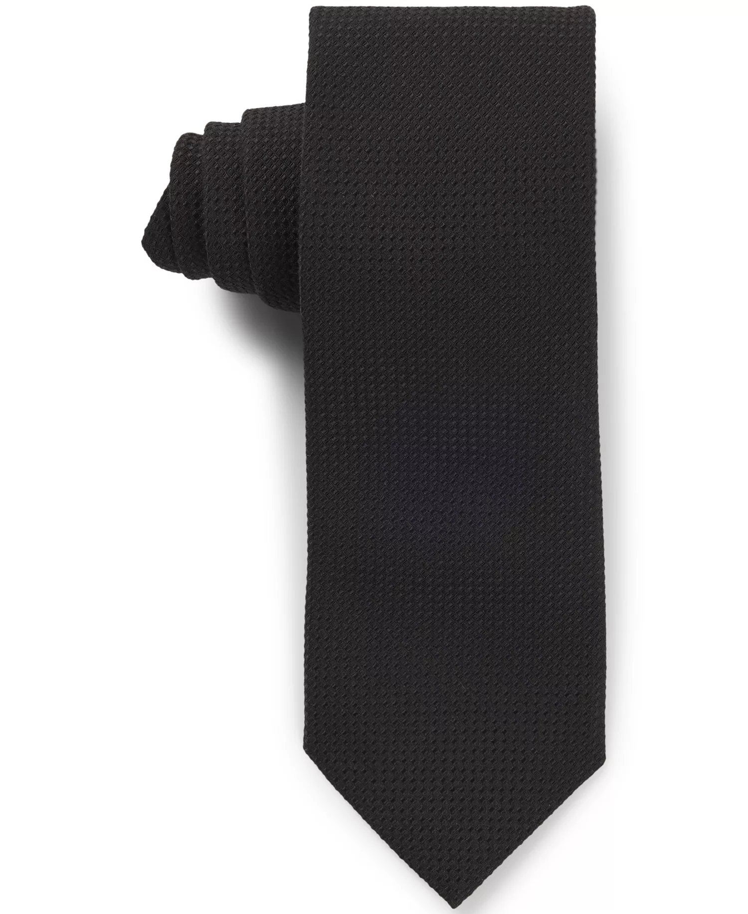 Men's Cotton Silk Structured Tie - Black - ONE SIZE