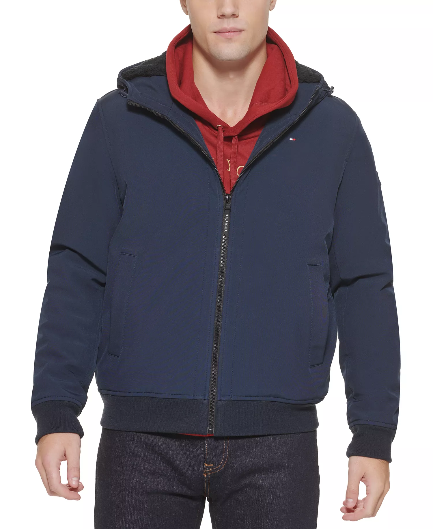 Men's Softshell Performance Hooded Fleece-Lined Bomber Jacket - Midnight - 2XL