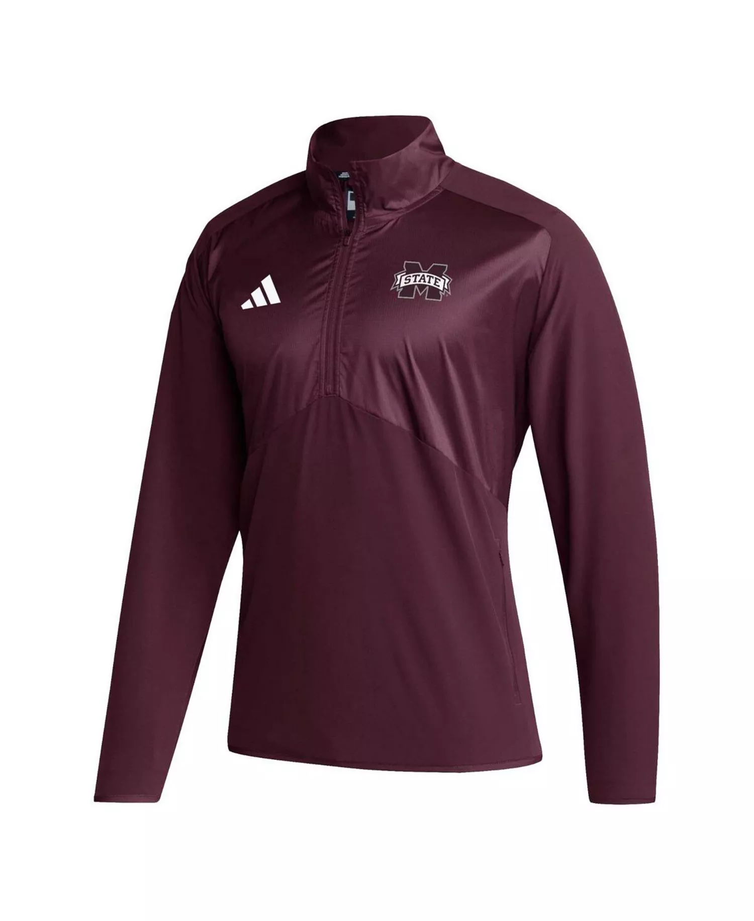 Men's Maroon Mississippi State Bulldogs Sideline AEROREADY Raglan Sleeve Quarter-Zip Jacket - Maroon - 2XL