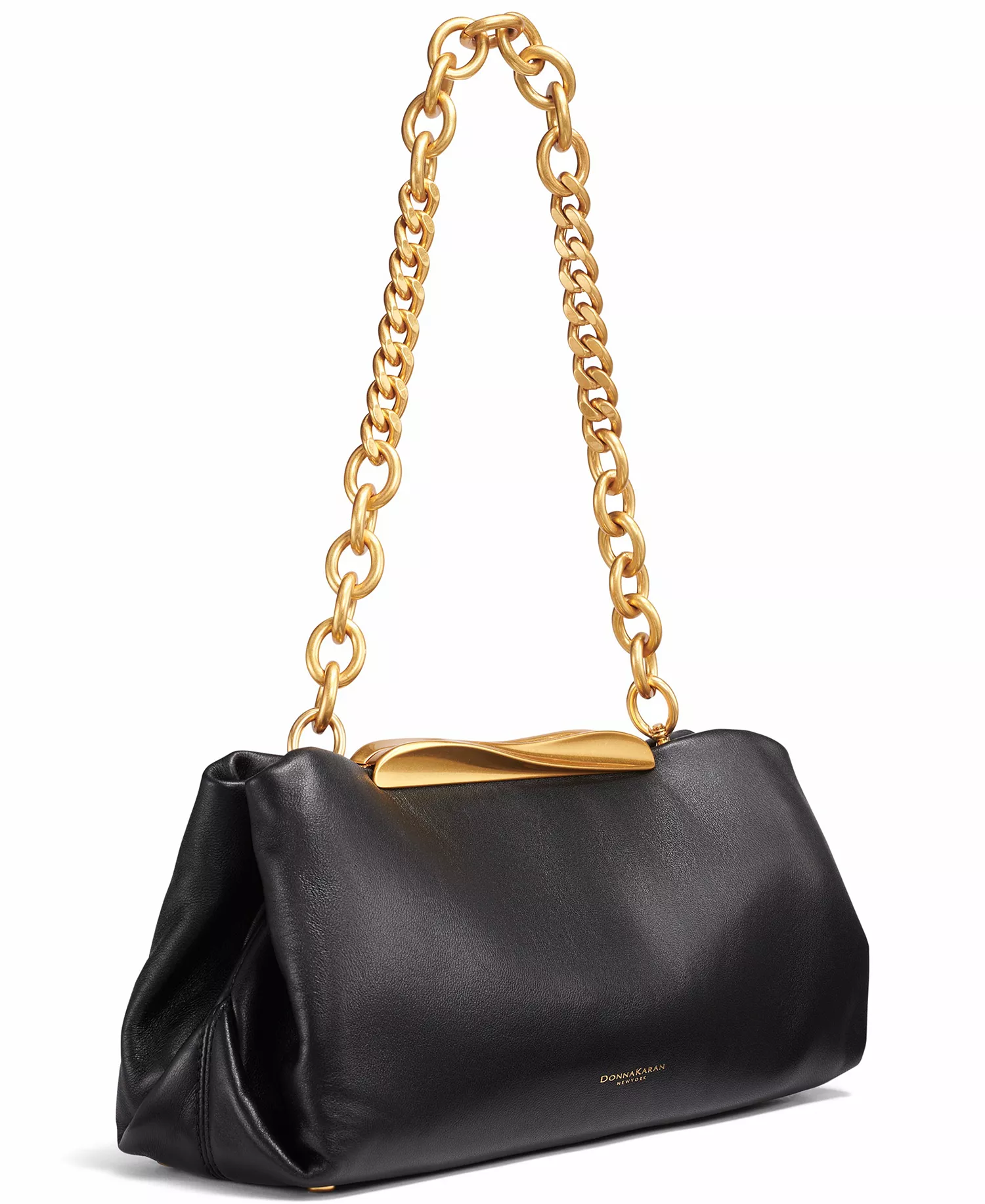 Poplin Mini Clutch Shoulder Bag - Black/Gold - NO SIZE