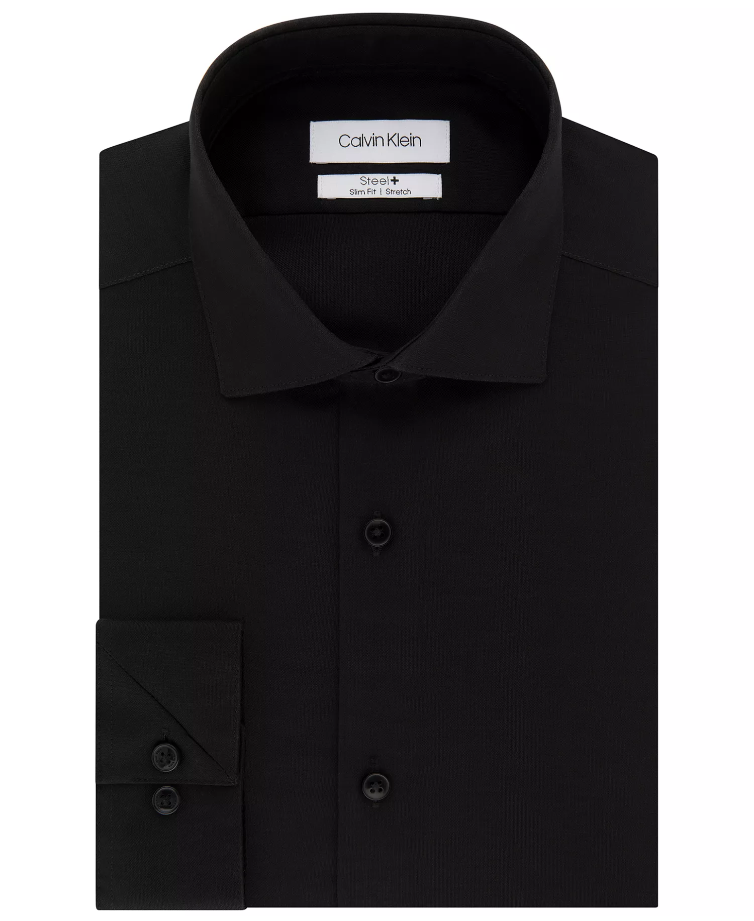 Calvin Klein Men's Steel+ Slim-Fit Non-Iron Stretch Performance Dress Shirt - Jet Black - 14 32/33