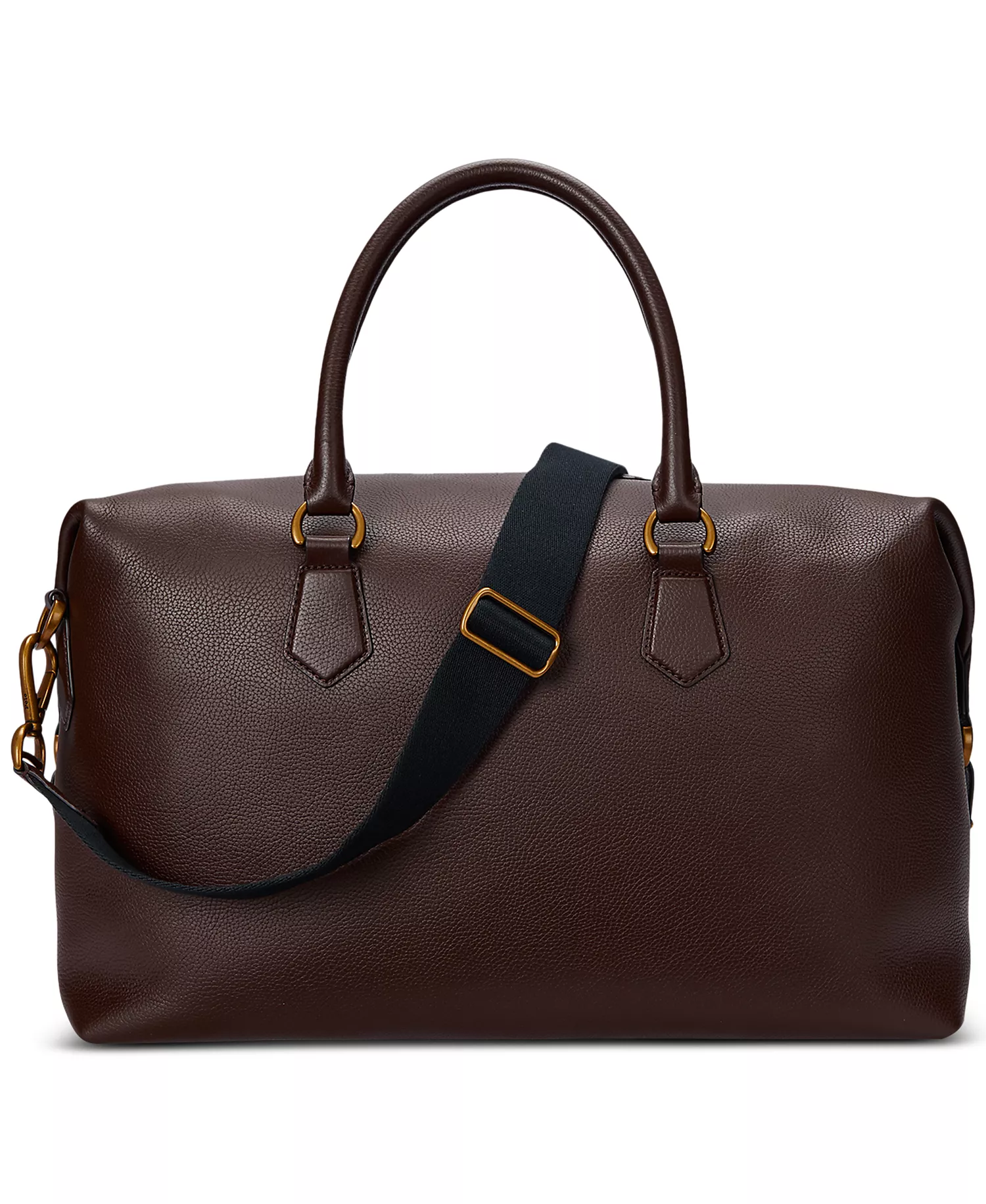 Men's Pebbled Leather Duffel - Dark Brown - No Size