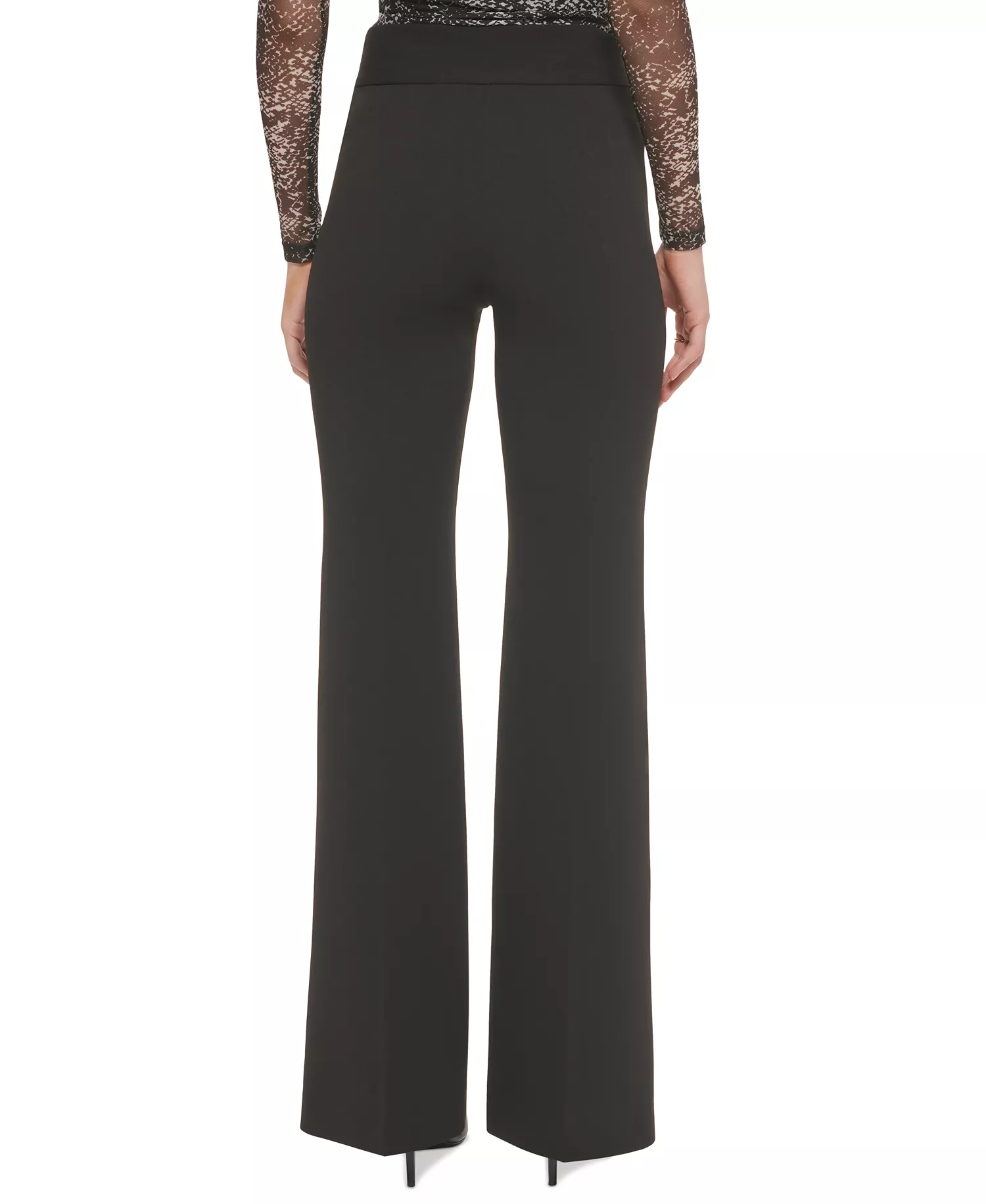 Polished High Waist Wide Leg Trousers - Black - 0