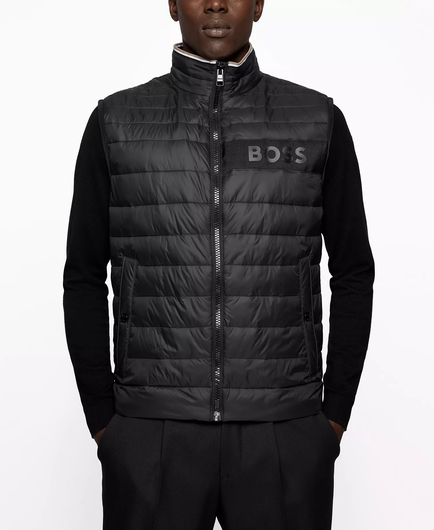BOSS Men's Water-Repellent Padded Gilet - Black - 36R