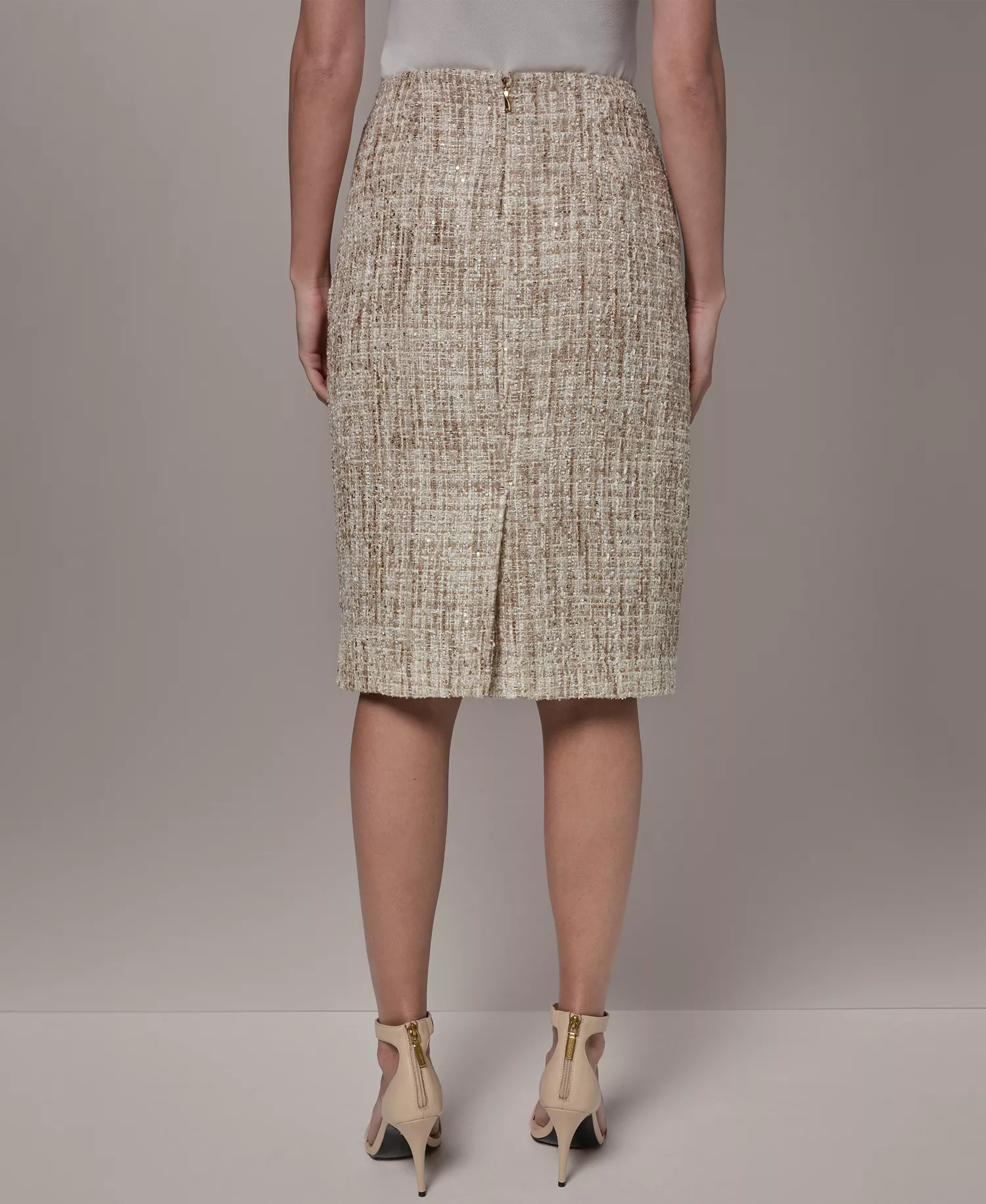 Women's Knee-Length Skirt - Dark Cream Multi - 0