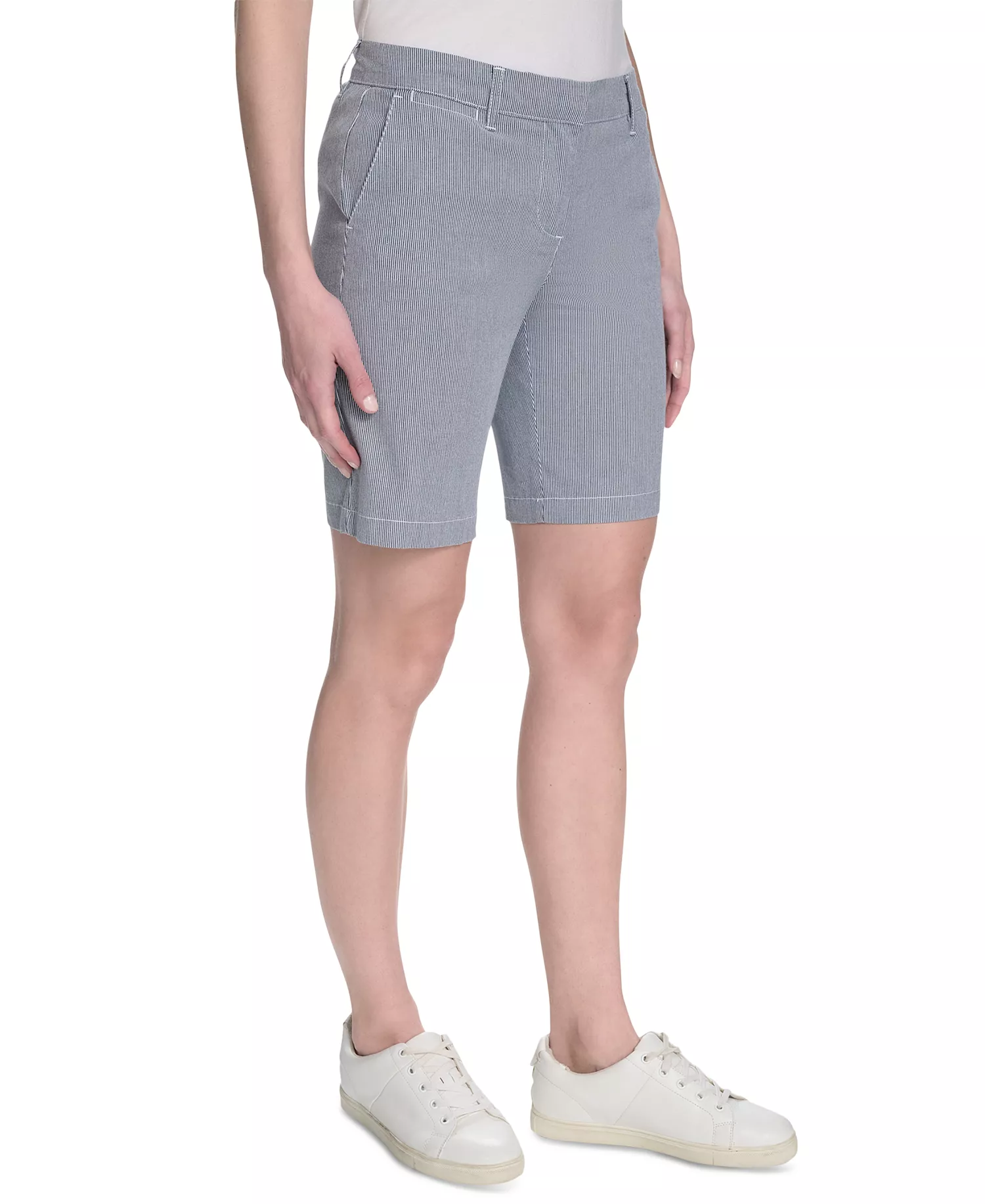 Women's Striped Riviera Mid-Rise Shorts - Blue/white - 10