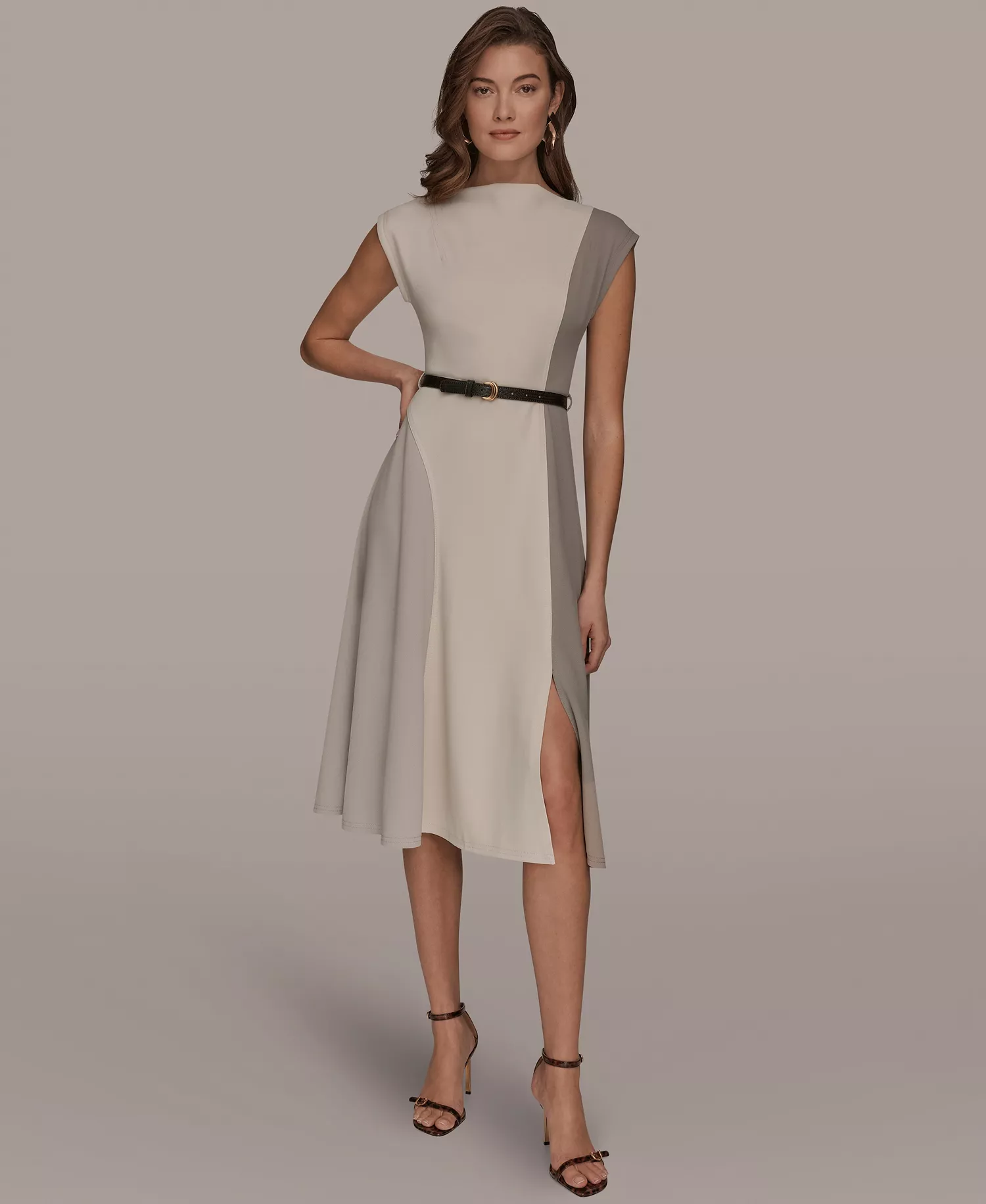 Women's Cap-Sleeve Colorblock Midi Dress - Vapor/Vellum/Driftwood - 10