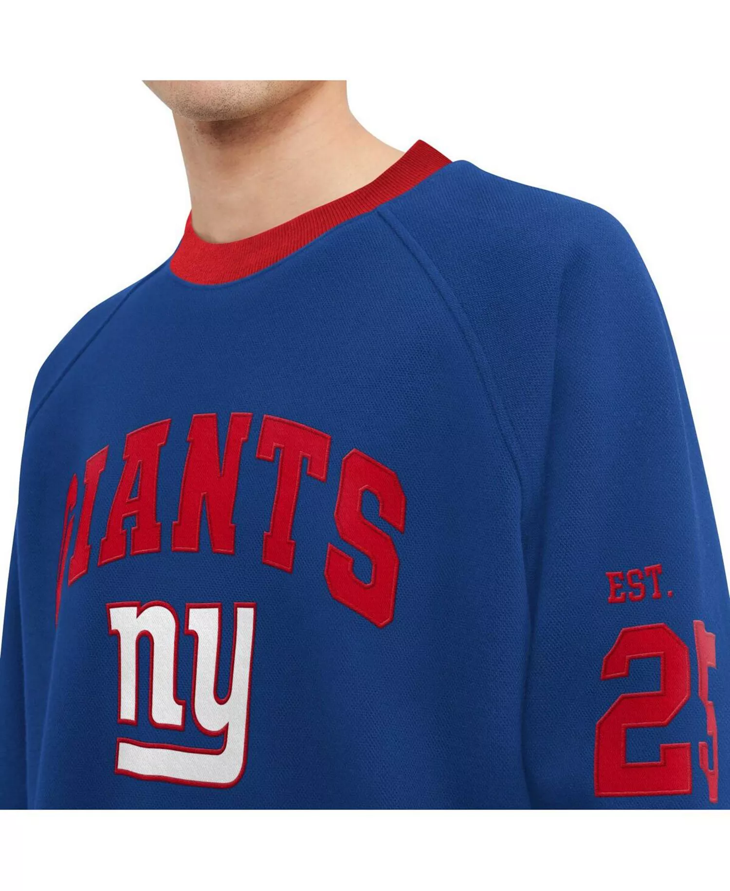 Men's Royal New York Giants Reese Raglan Tri-Blend Pullover Sweatshirt - Royal - 2XL
