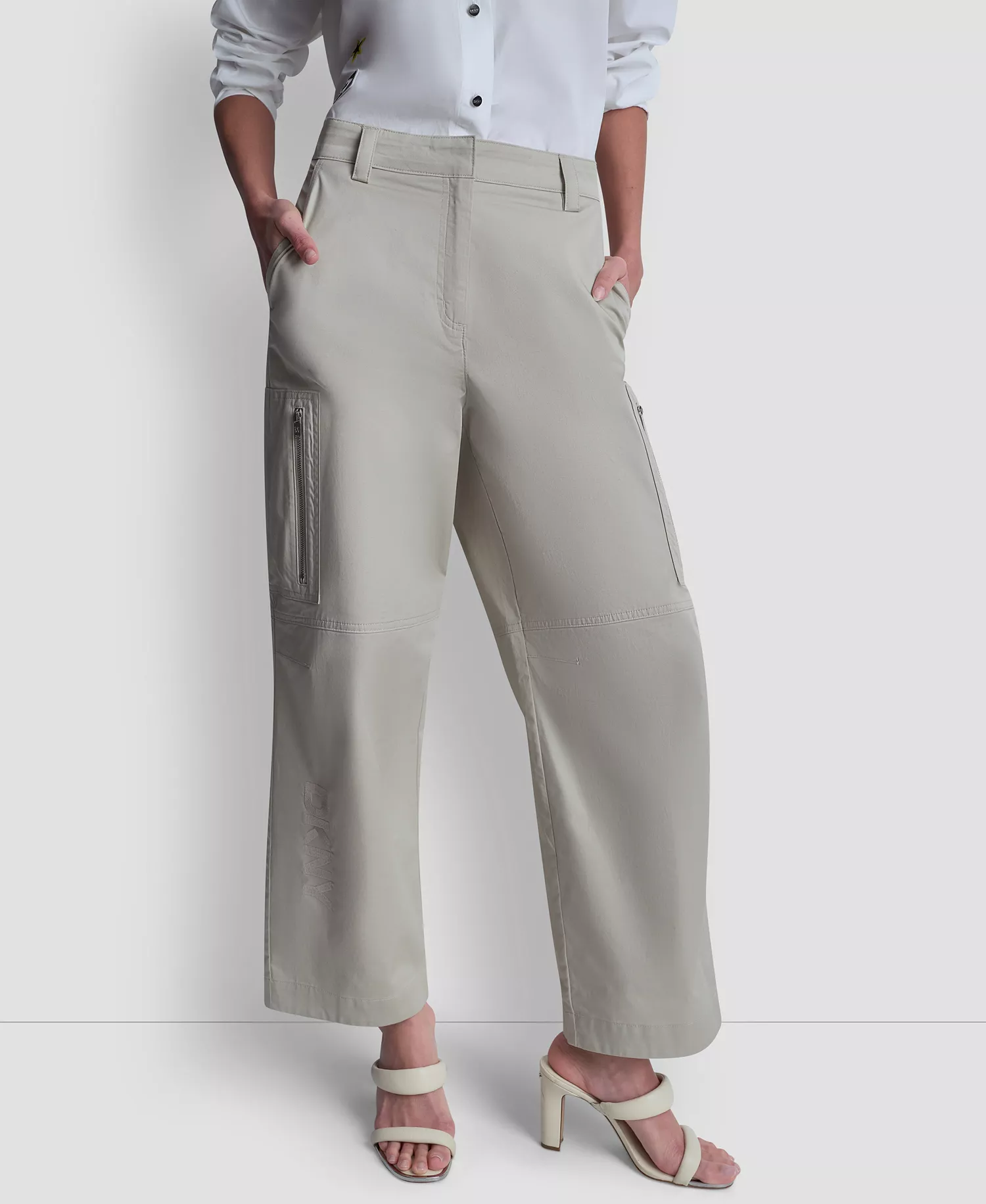 Women's Zippered Cargo Pants - Pebble - L