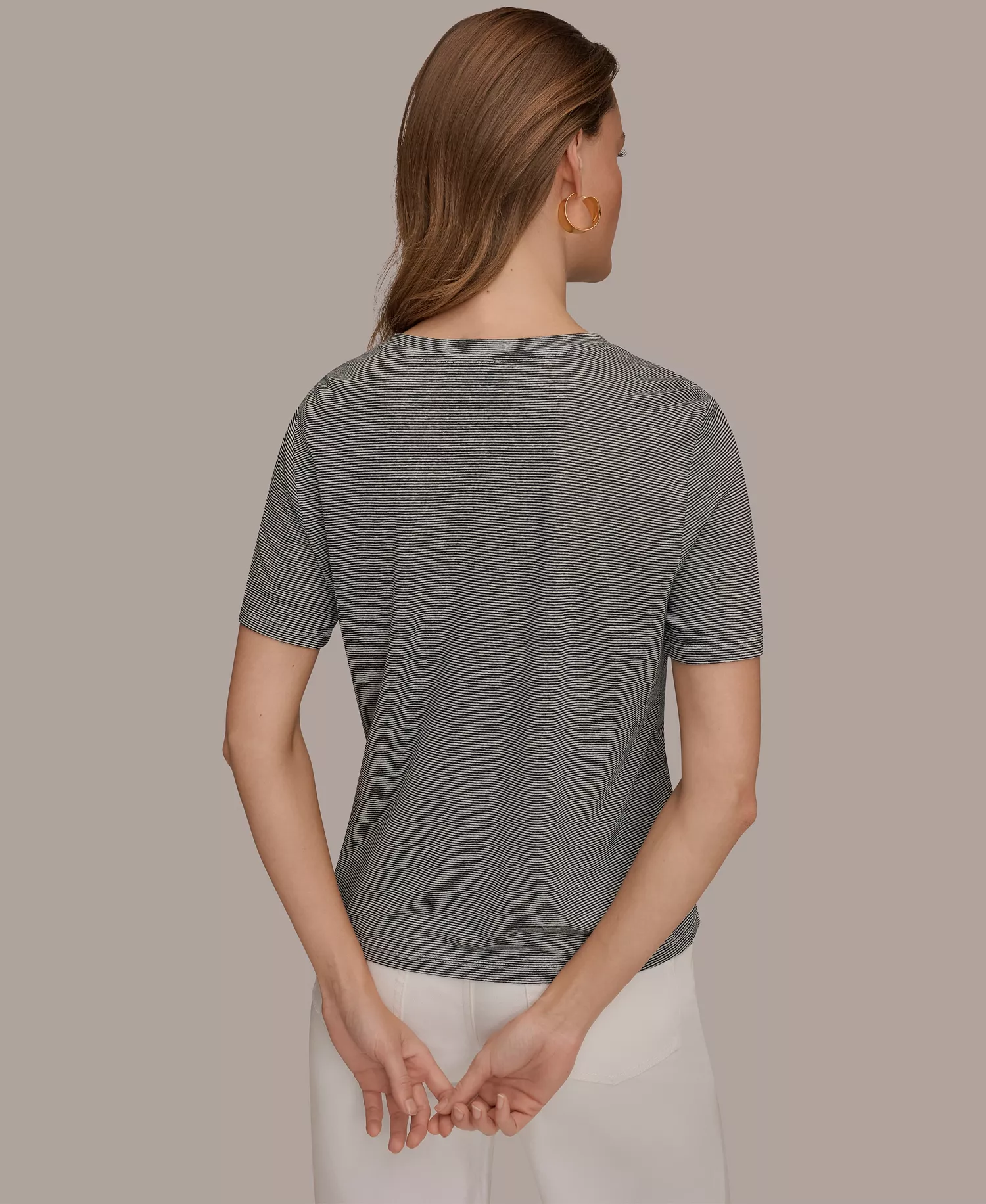 Women's Linen Jersey Striped Tee - Nghtfall/cream - L